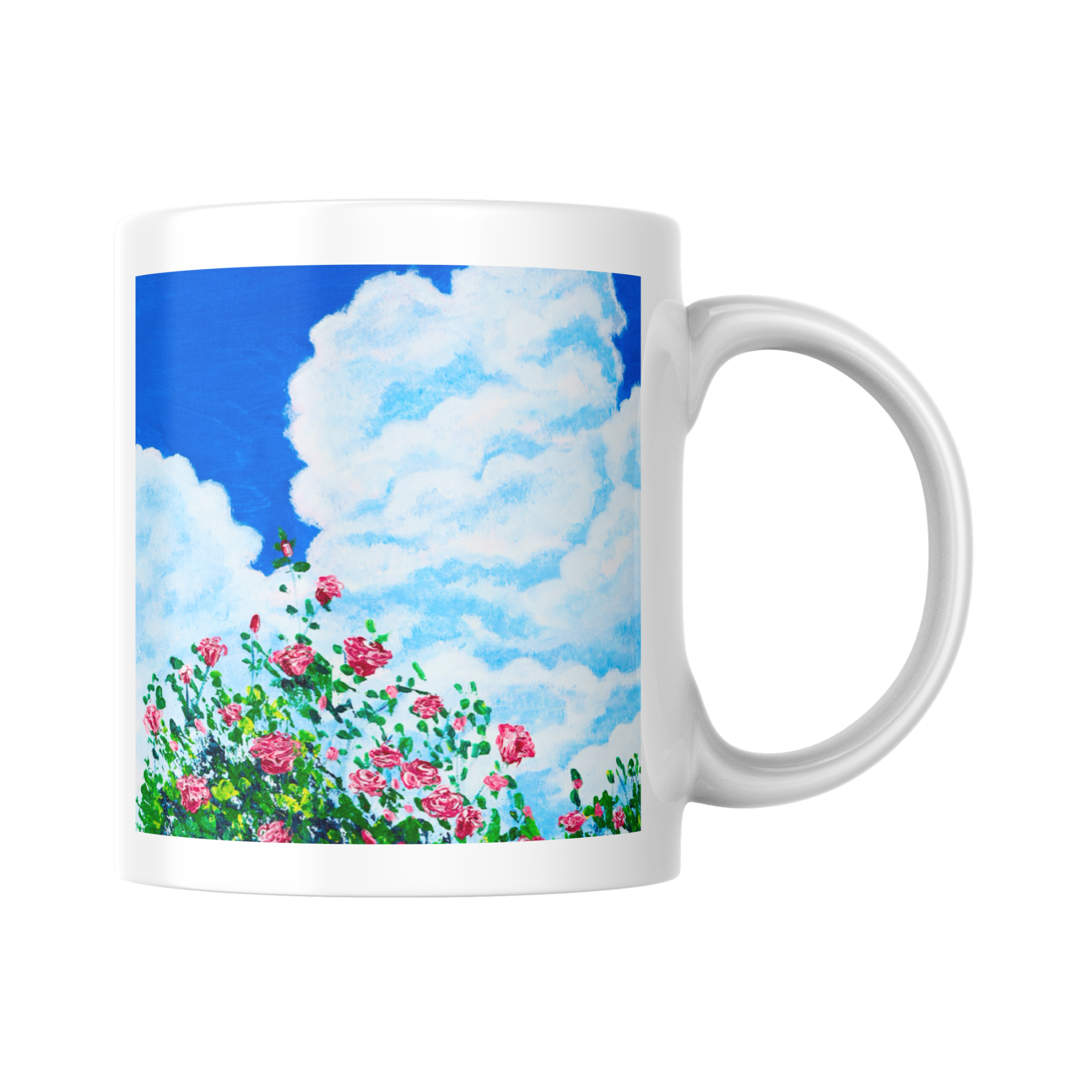 Skyward Roses Mug – Pink Roses Ceramic Coffee Mug