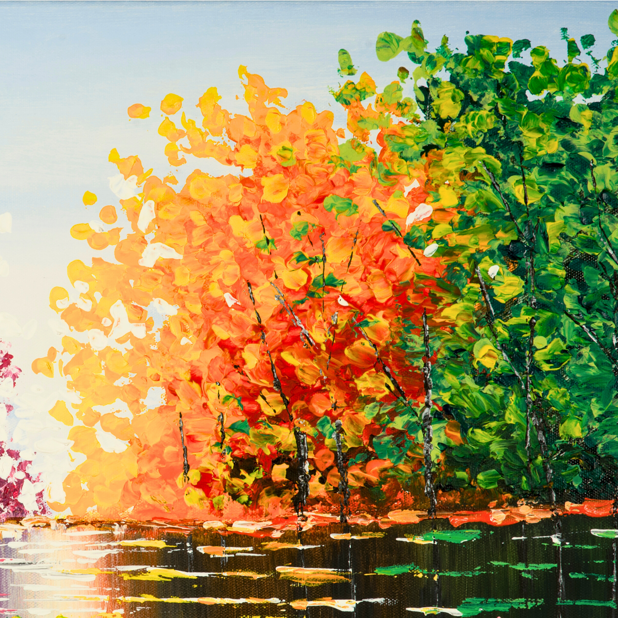 Seasons Reflections Canvas Print – A3 Vibrant Tree Landscape Wall Art