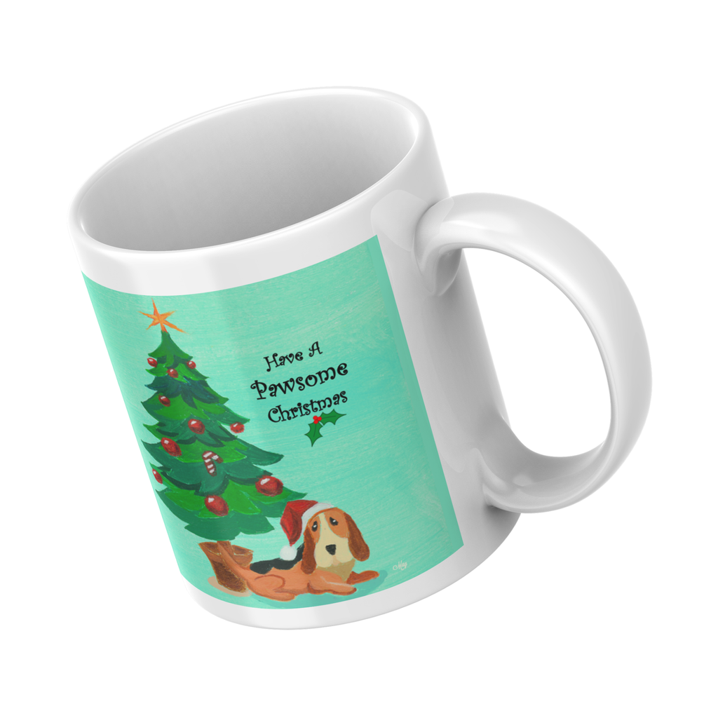 Basset Hound in Santa Hat Mug – Pawsome Christmas Dog Ceramic Coffee Mug