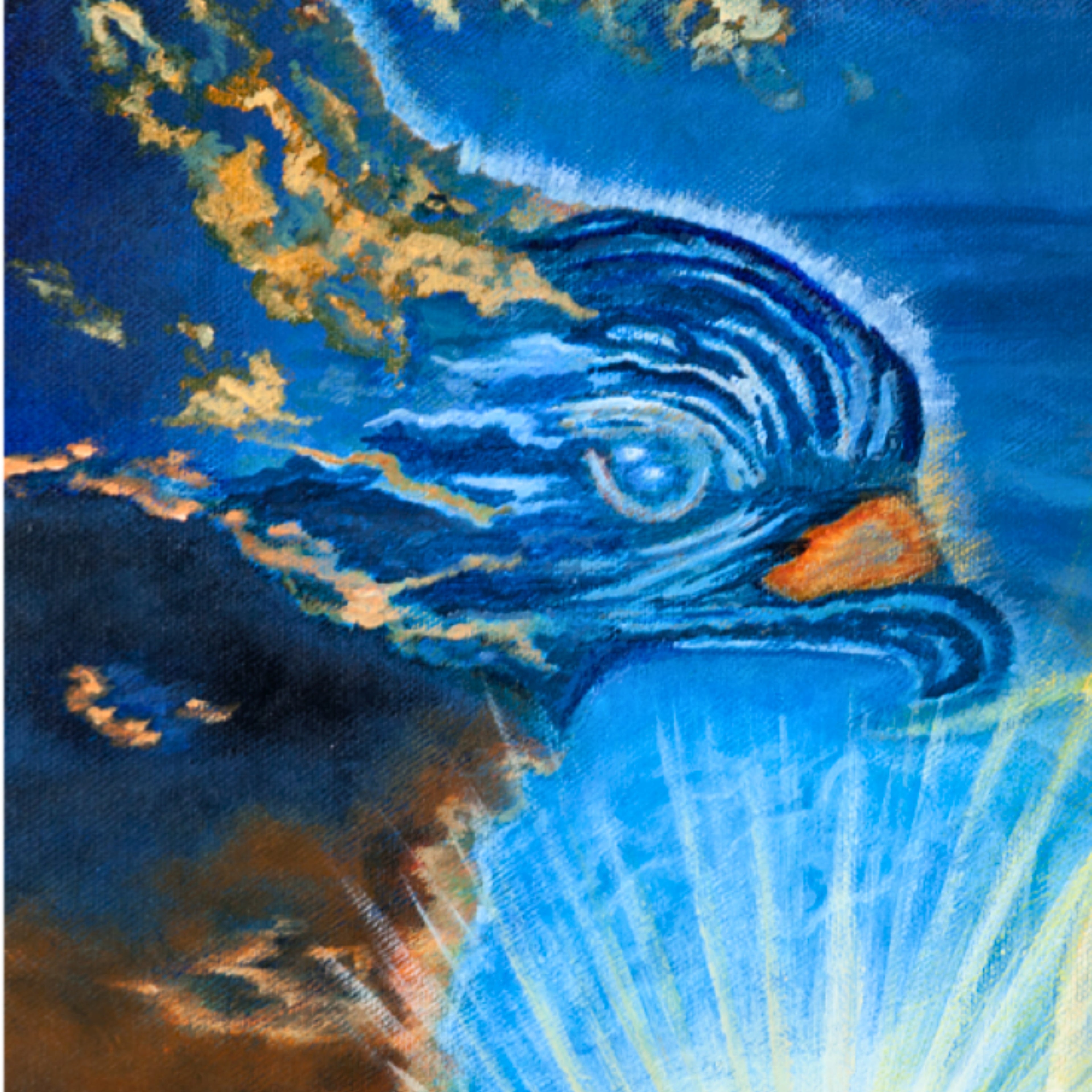 Sky Spirit – Dual-Orientation Abstract Canvas with Bird Cloud & Radiant Light