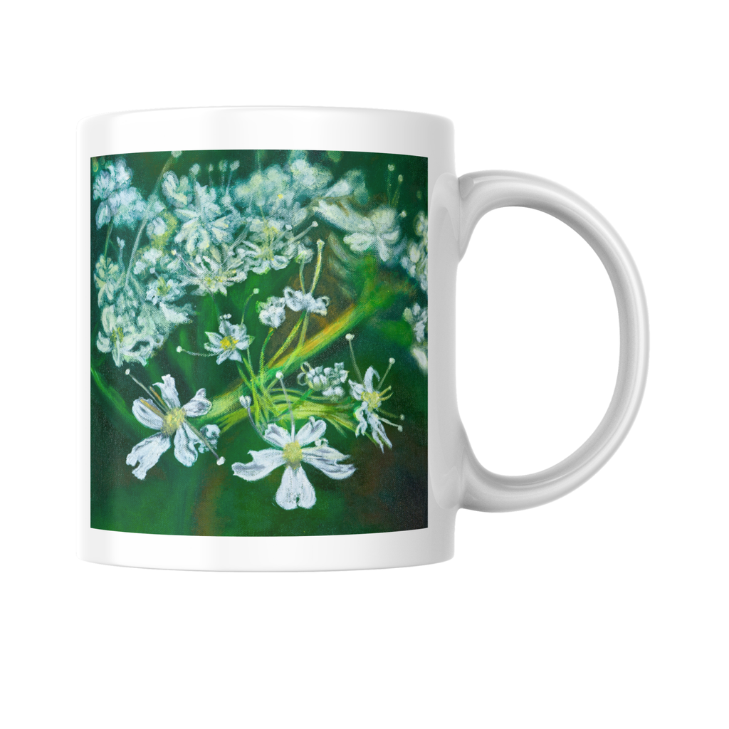 White Myrrh Flowers Mug – Elegant Floral Ceramic Coffee Mug
