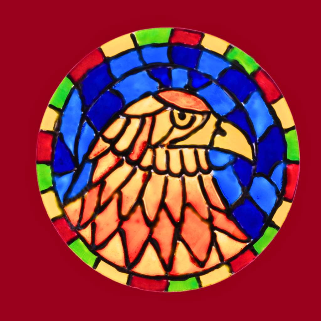 Stained Glass Eagle Portrait Canvas Print – A3 Bold Mosaic Wall Art