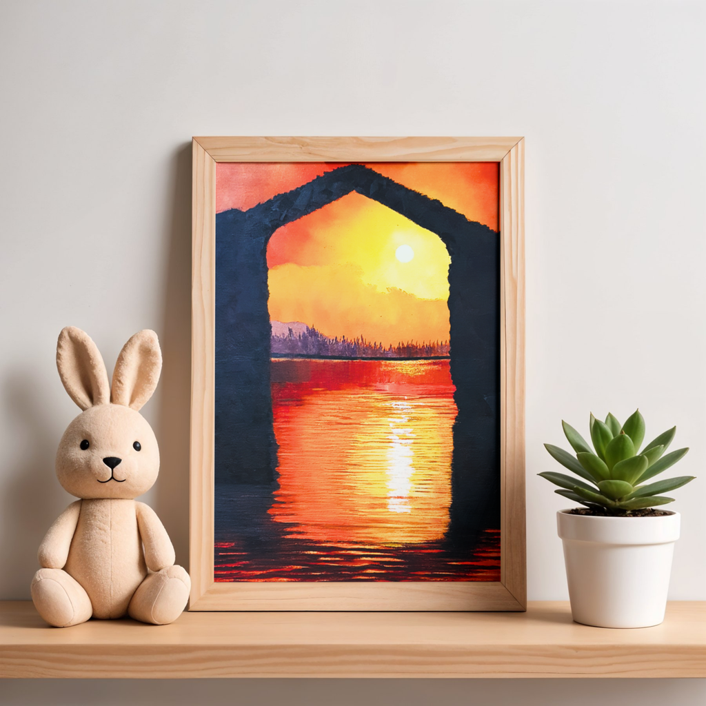 Sunset Arch Canvas Print – A3 Dramatic Coastal Landscape Wall Art
