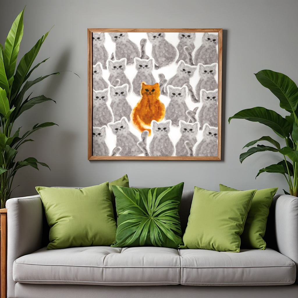 Orange Cat Stand Out Boldly Canvas Print – A3 Inspirational Wall Art