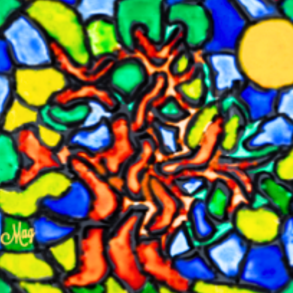 Stained Glass Tree of Life Canvas Print – A3 Vibrant Spiritual Wall Art