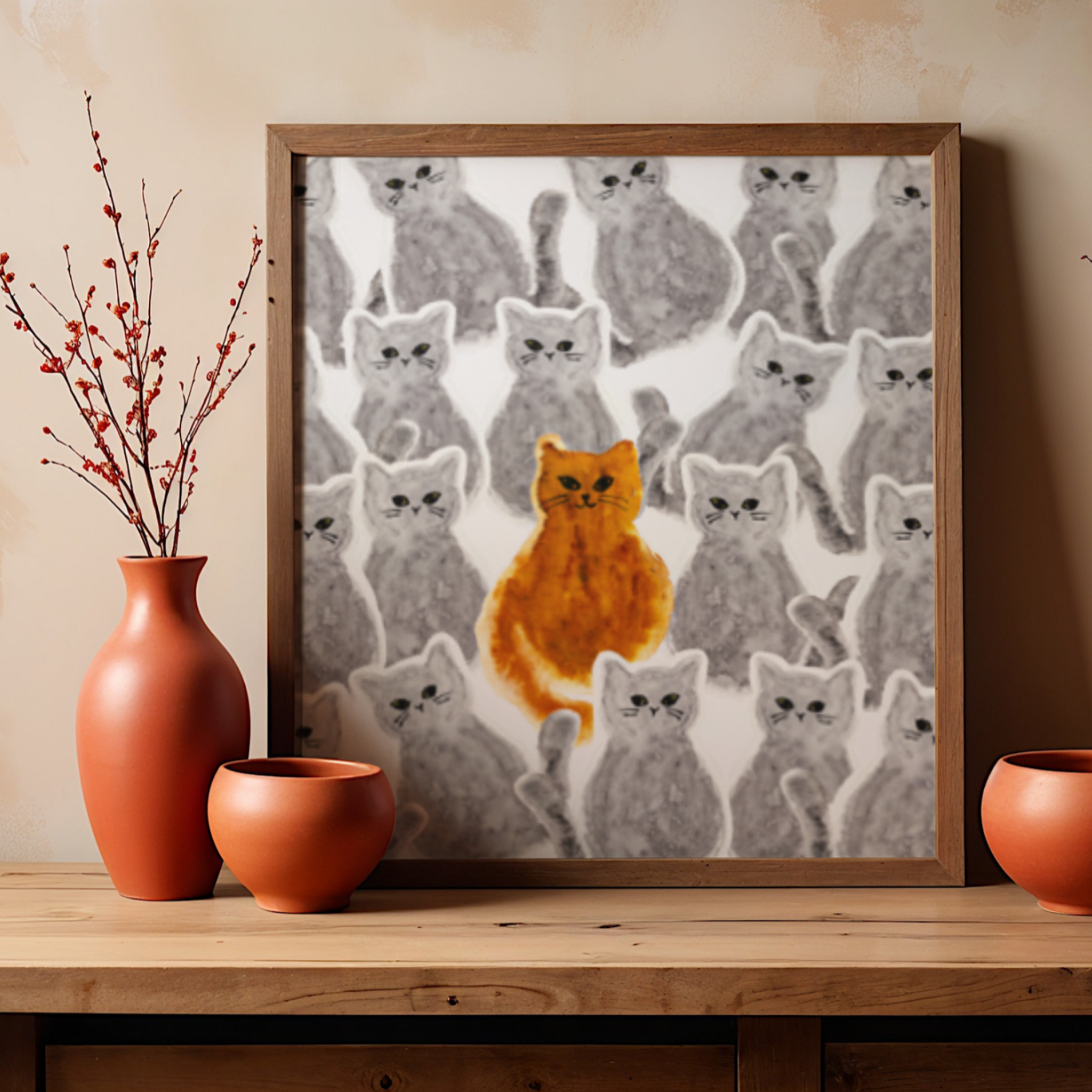 Orange Cat Stand Out Boldly Canvas Print – A3 Inspirational Wall Art