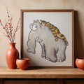 Elephant & Cat Watercolor Canvas Print – A3 Whimsical Friendship Wall Art