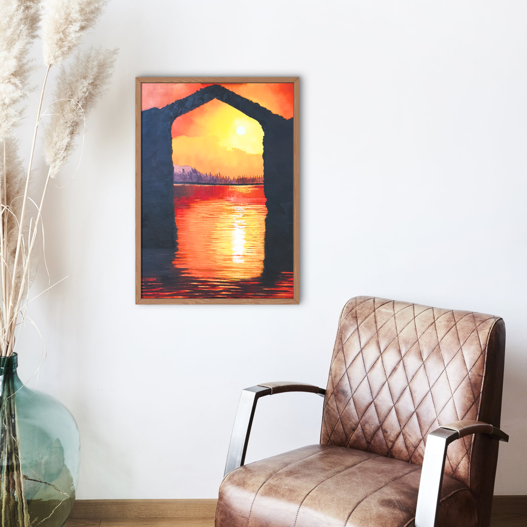Sunset Arch Canvas Print – A3 Dramatic Coastal Landscape Wall Art