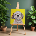 Lhasa Apso Portrait on Yellow Background Canvas Print – A3 Cheerful Dog Wall Art