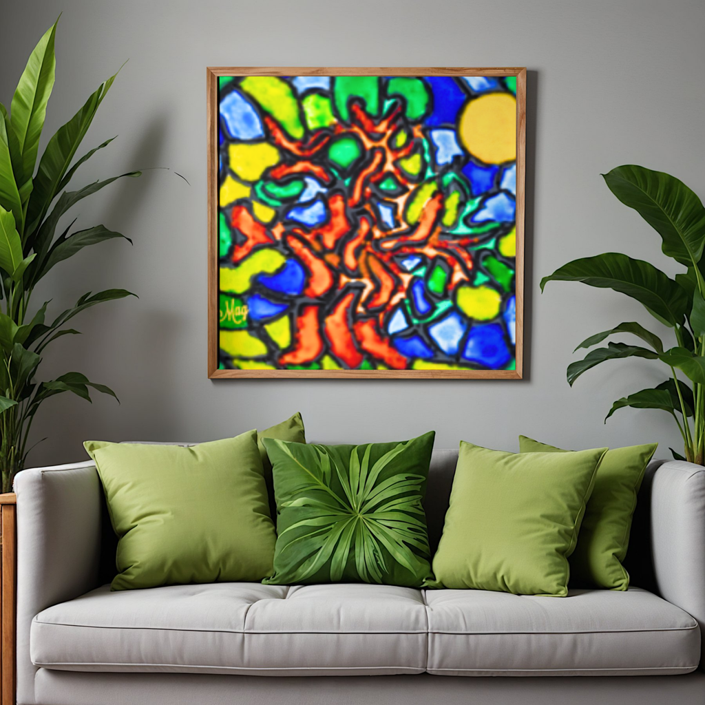 Stained Glass Tree of Life Canvas Print – A3 Vibrant Spiritual Wall Art