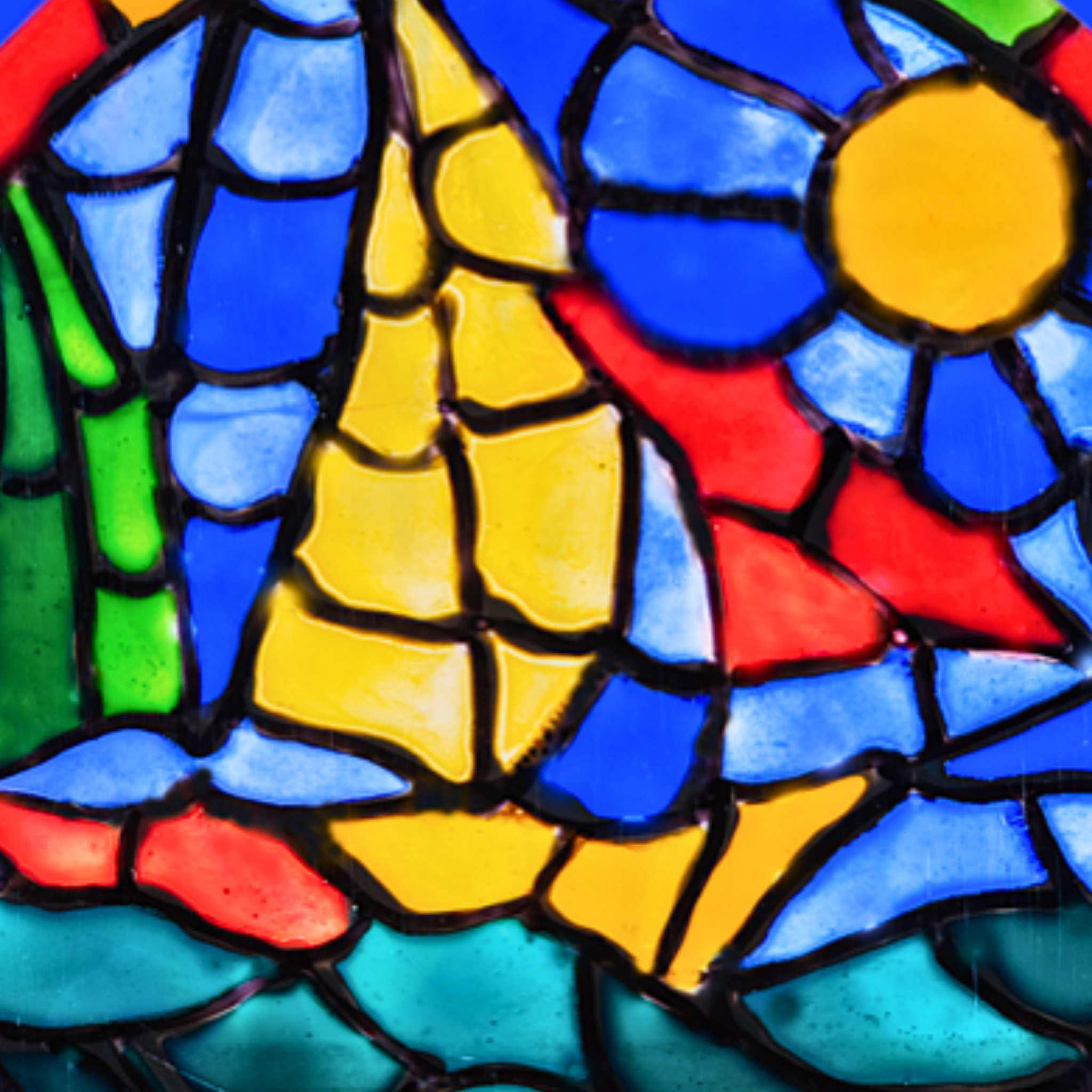 Stained Glass Sailboat at Sea Canvas Print – A3 Nautical Mosaic Wall Art