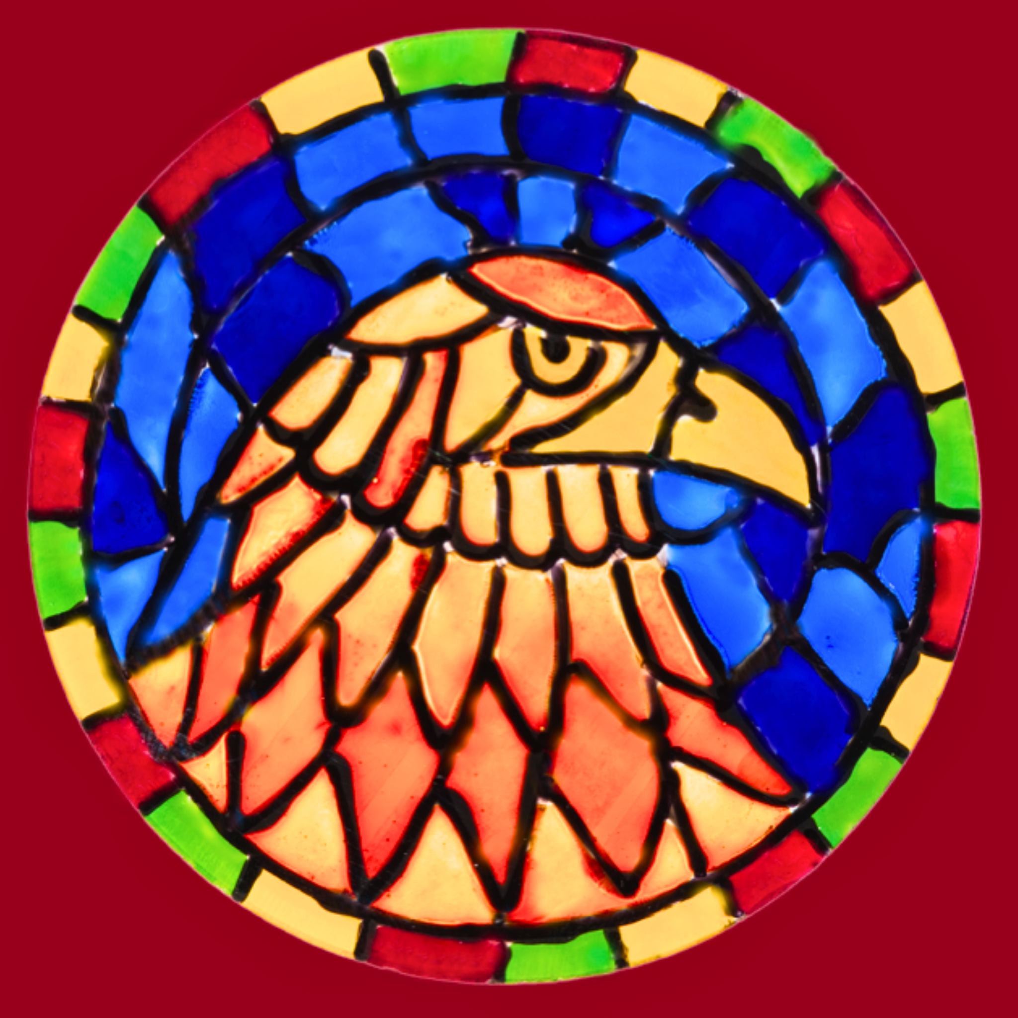 Stained Glass Eagle Portrait Canvas Print – A3 Bold Mosaic Wall Art
