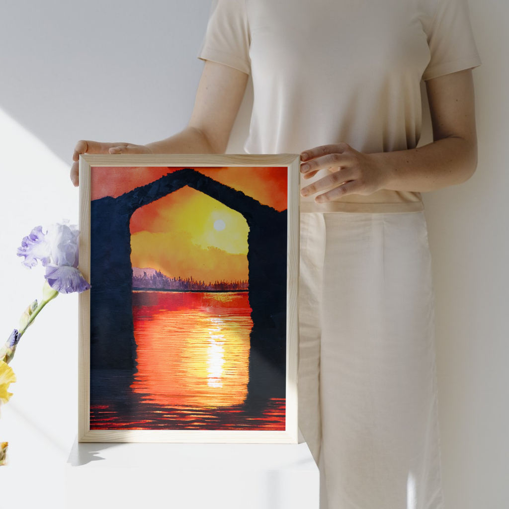 Sunset Arch Canvas Print – A3 Dramatic Coastal Landscape Wall Art