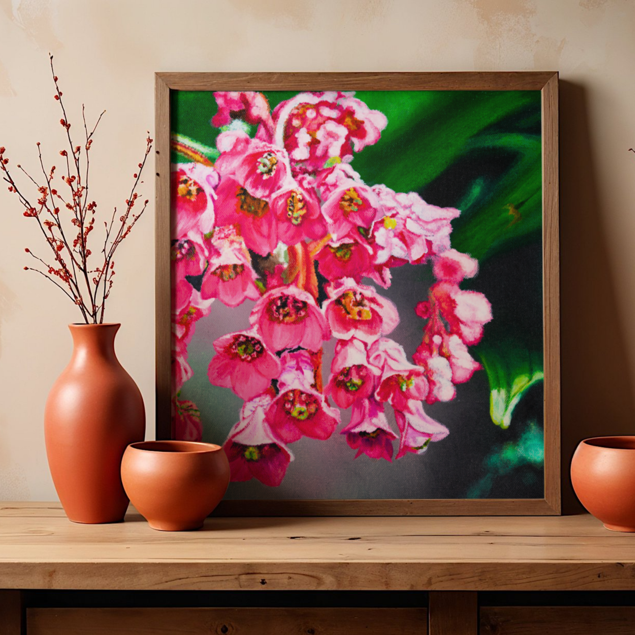 Pink Frankincense Flowers Canvas Print – A3 Botanical Wall Art