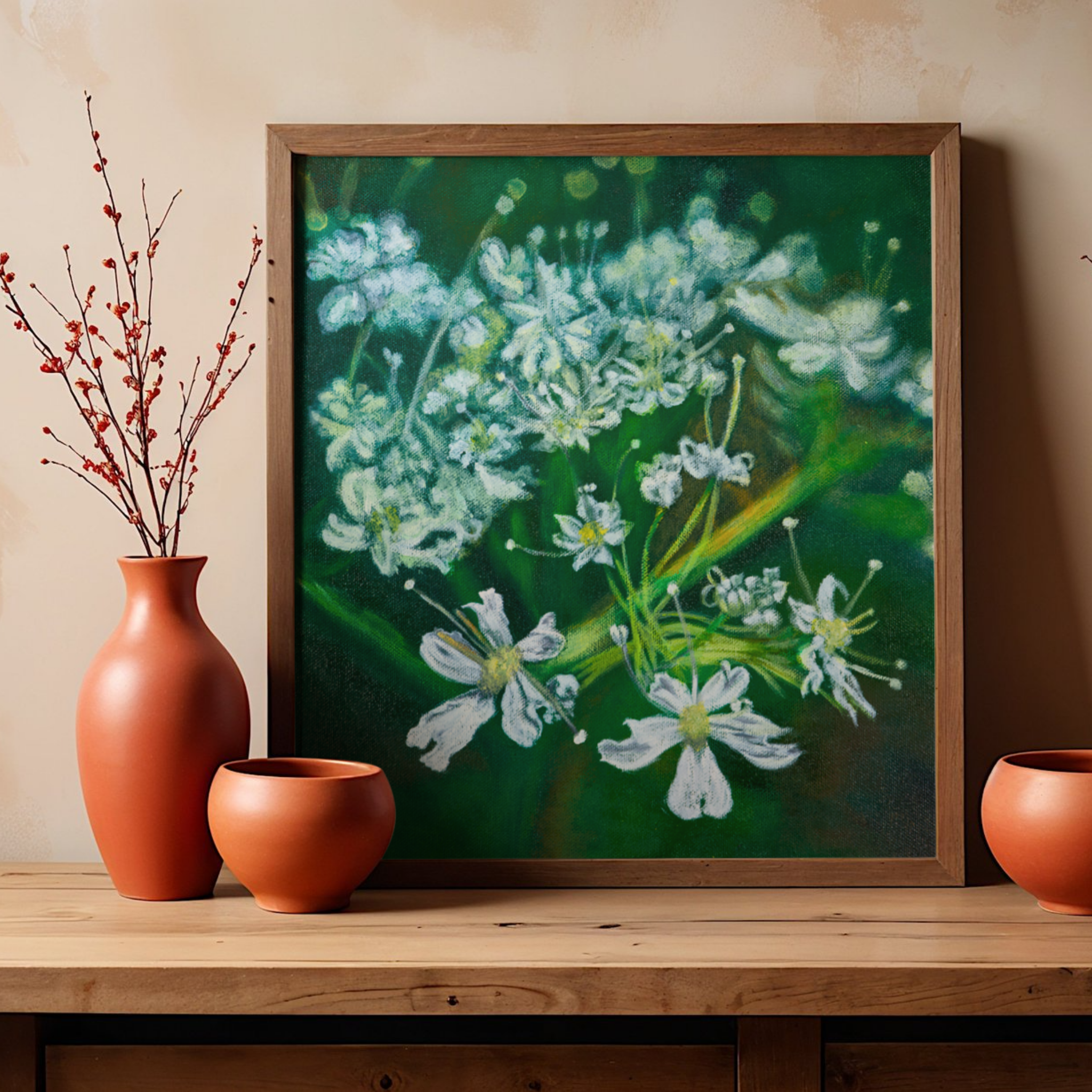 White Myrrh Flowers Canvas Print – A3 Botanical Wall Art