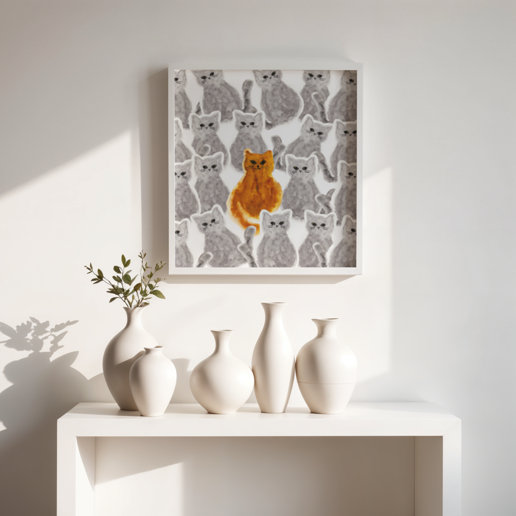 Orange Cat Stand Out Boldly Canvas Print – A3 Inspirational Wall Art