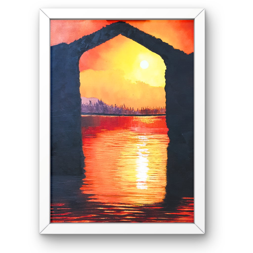 Sunset Arch Canvas Print – A3 Dramatic Coastal Landscape Wall Art