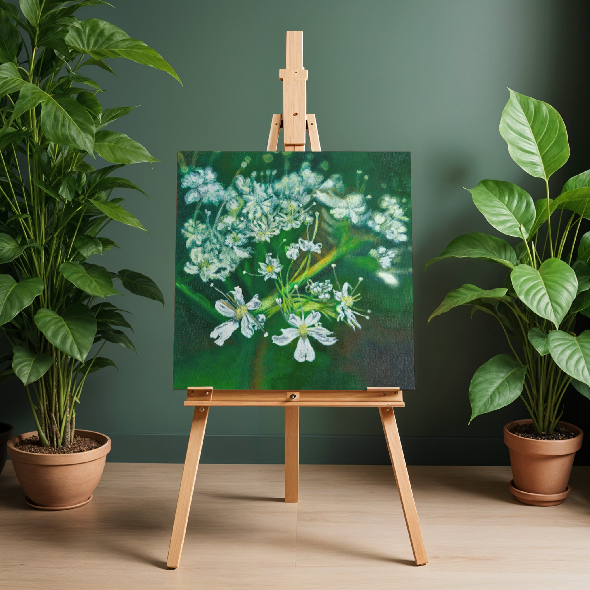 White Myrrh Flowers Canvas Print – A3 Botanical Wall Art