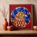 Stained Glass Eagle Portrait Canvas Print – A3 Bold Mosaic Wall Art