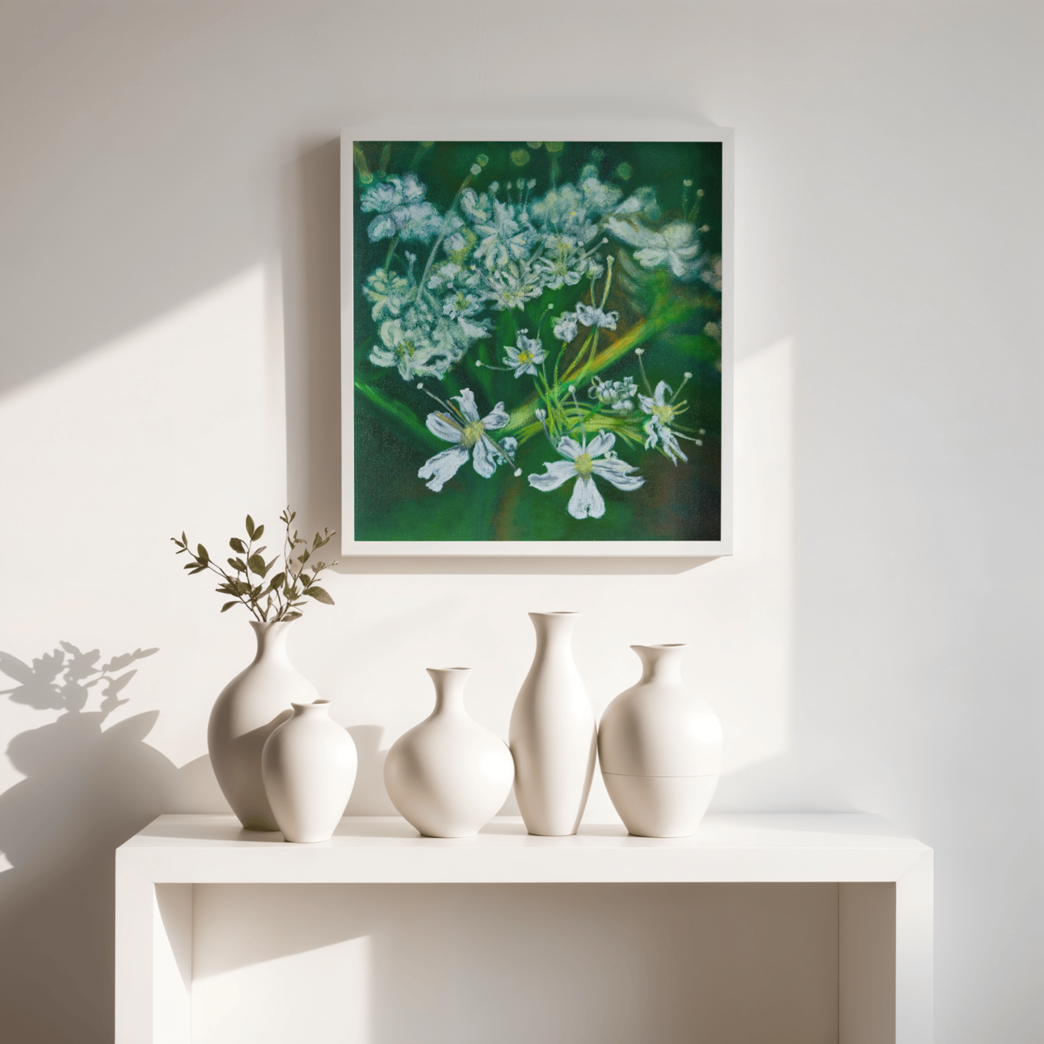 White Myrrh Flowers Canvas Print – A3 Botanical Wall Art