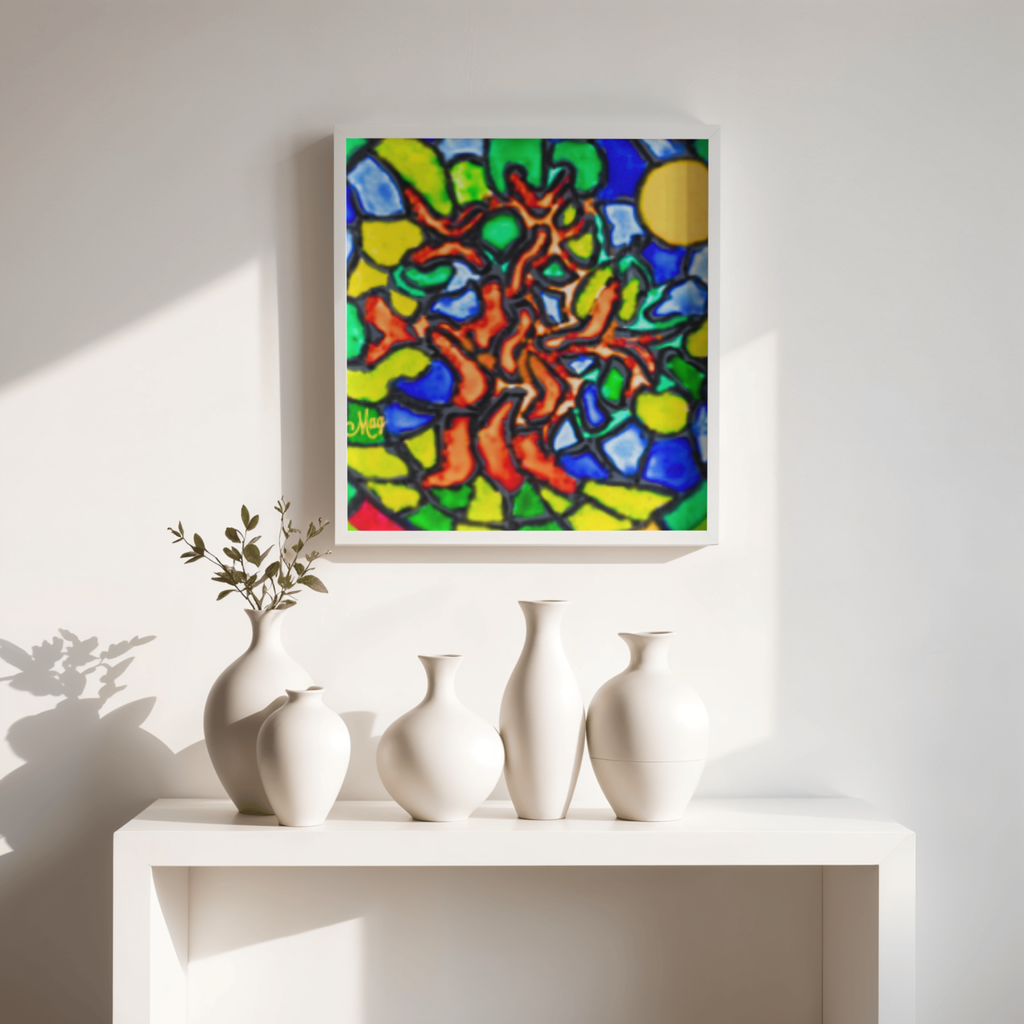 Stained Glass Tree of Life Canvas Print – A3 Vibrant Spiritual Wall Art