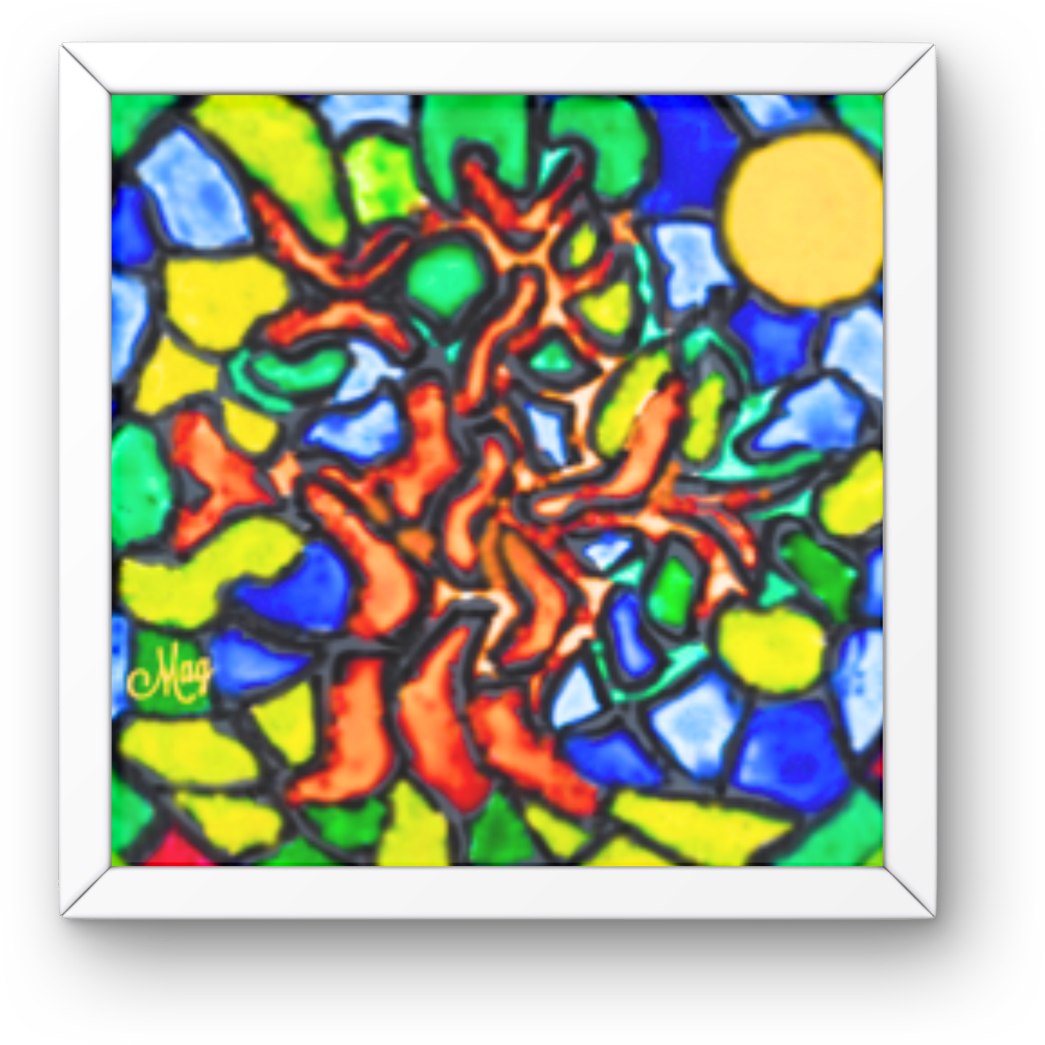 Stained Glass Tree of Life Canvas Print – A3 Vibrant Spiritual Wall Art