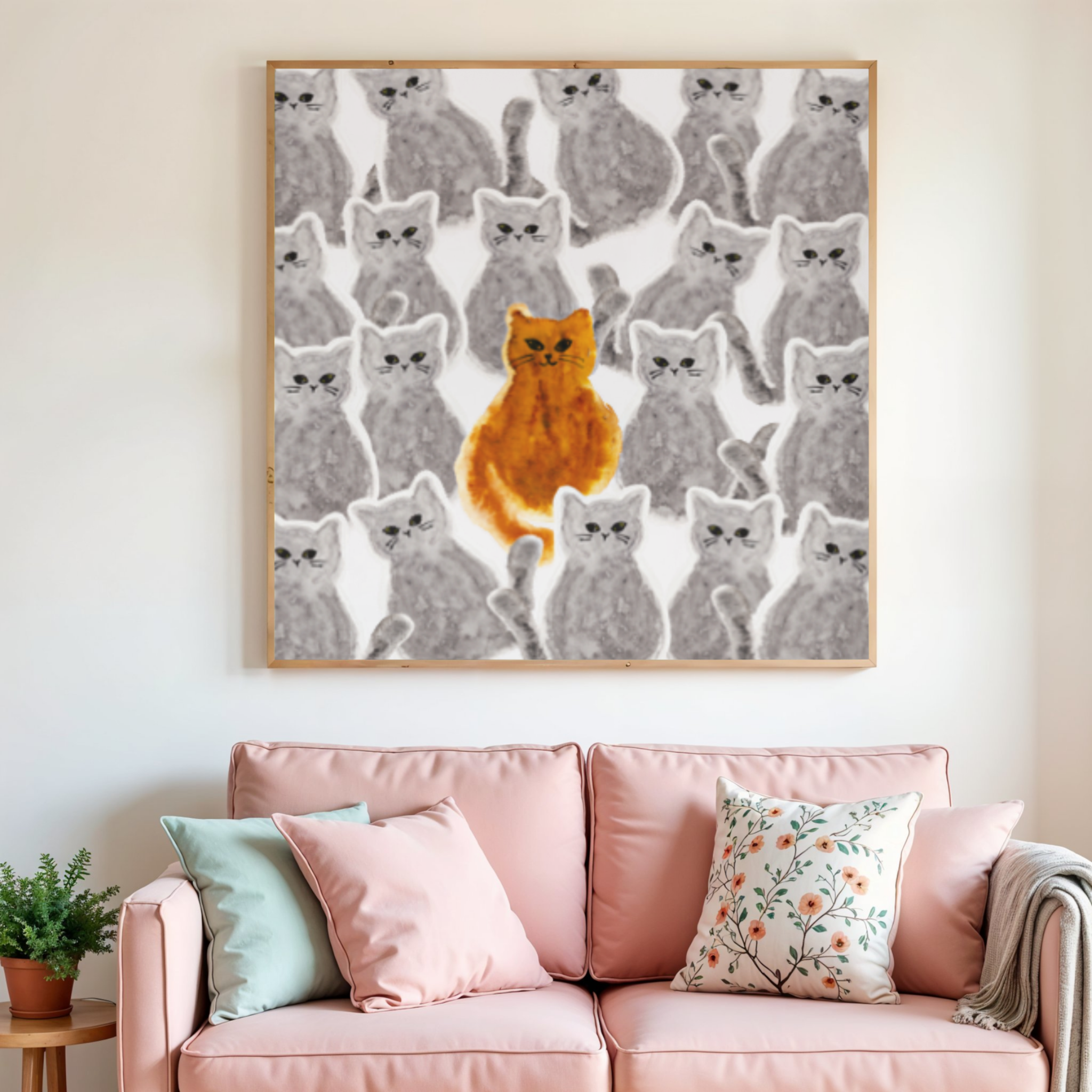 Orange Cat Stand Out Boldly Canvas Print – A3 Inspirational Wall Art