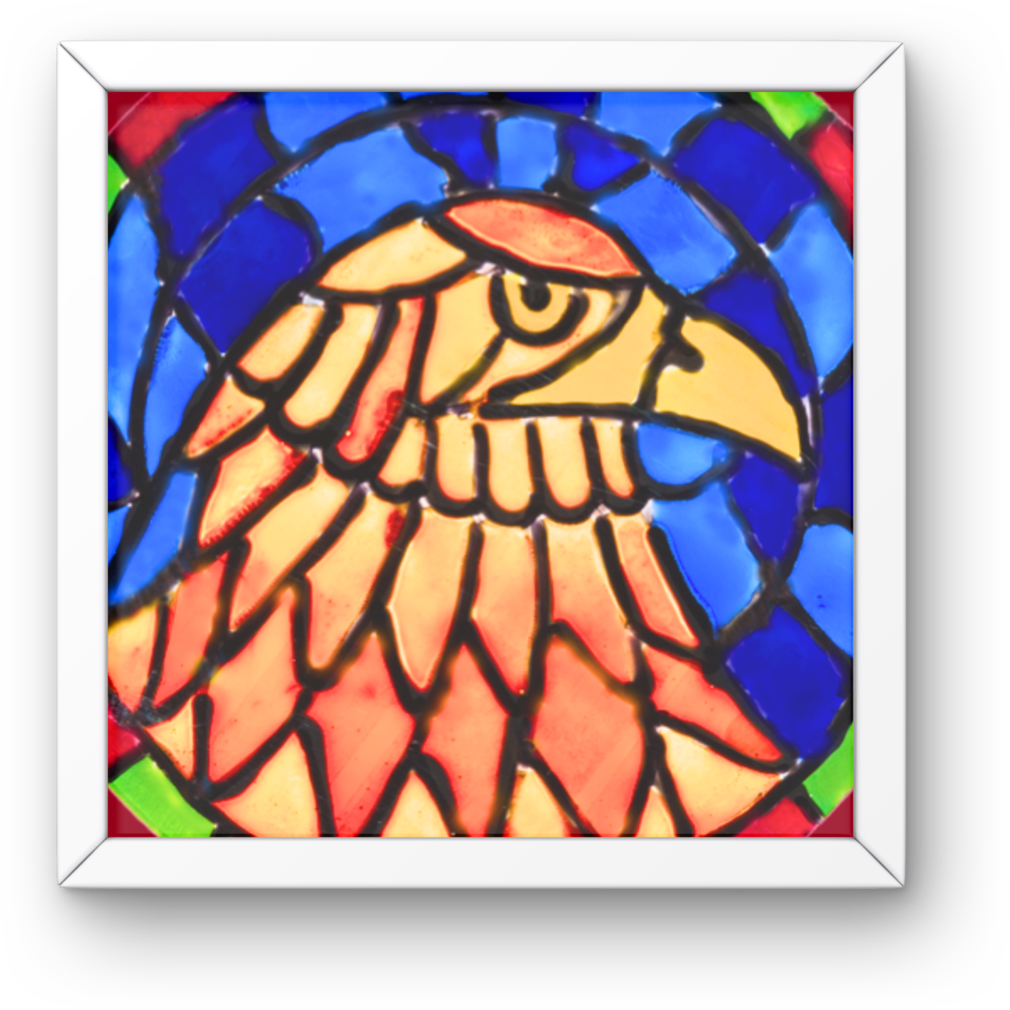 Stained Glass Eagle Portrait Canvas Print – A3 Bold Mosaic Wall Art