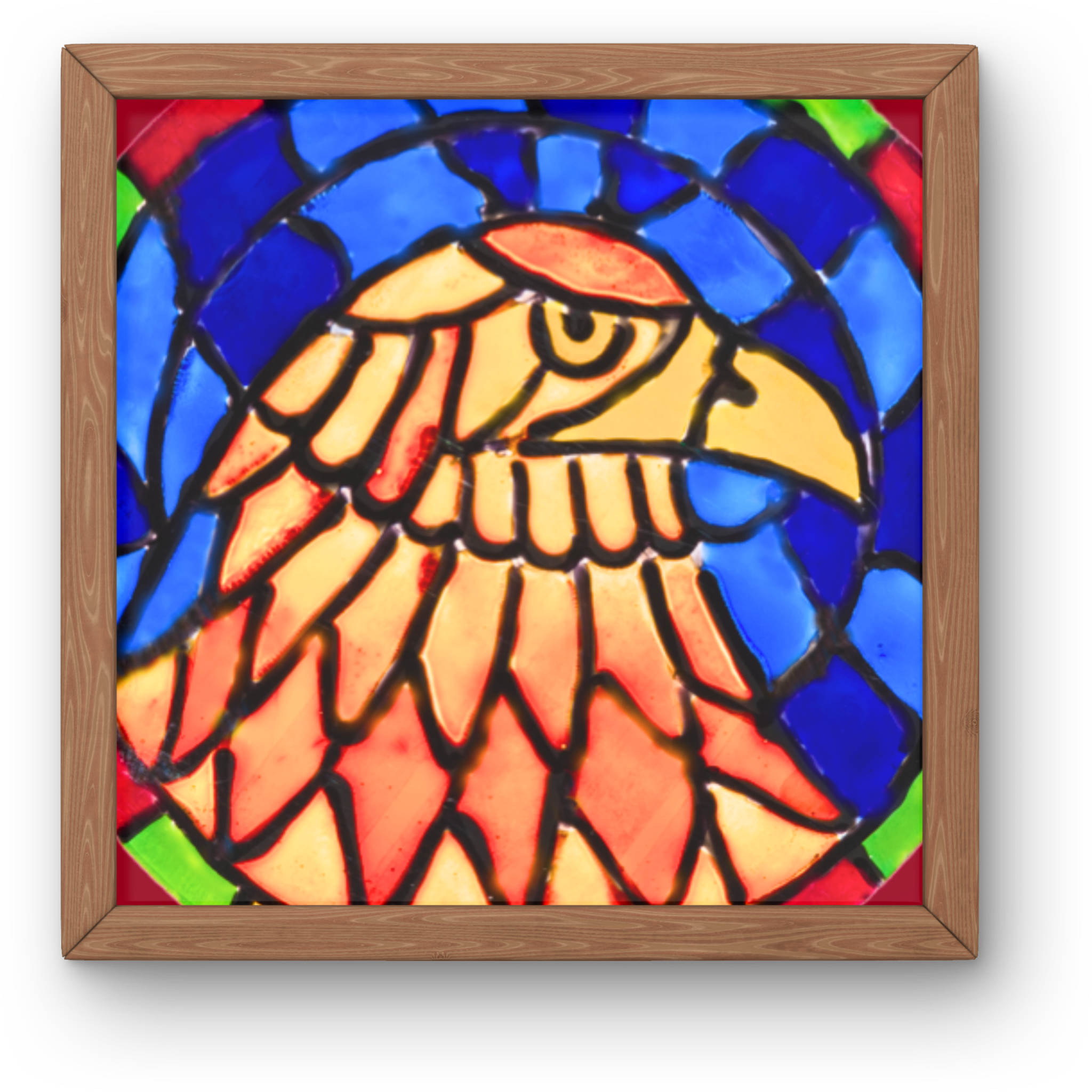 Stained Glass Eagle Portrait Canvas Print – A3 Bold Mosaic Wall Art
