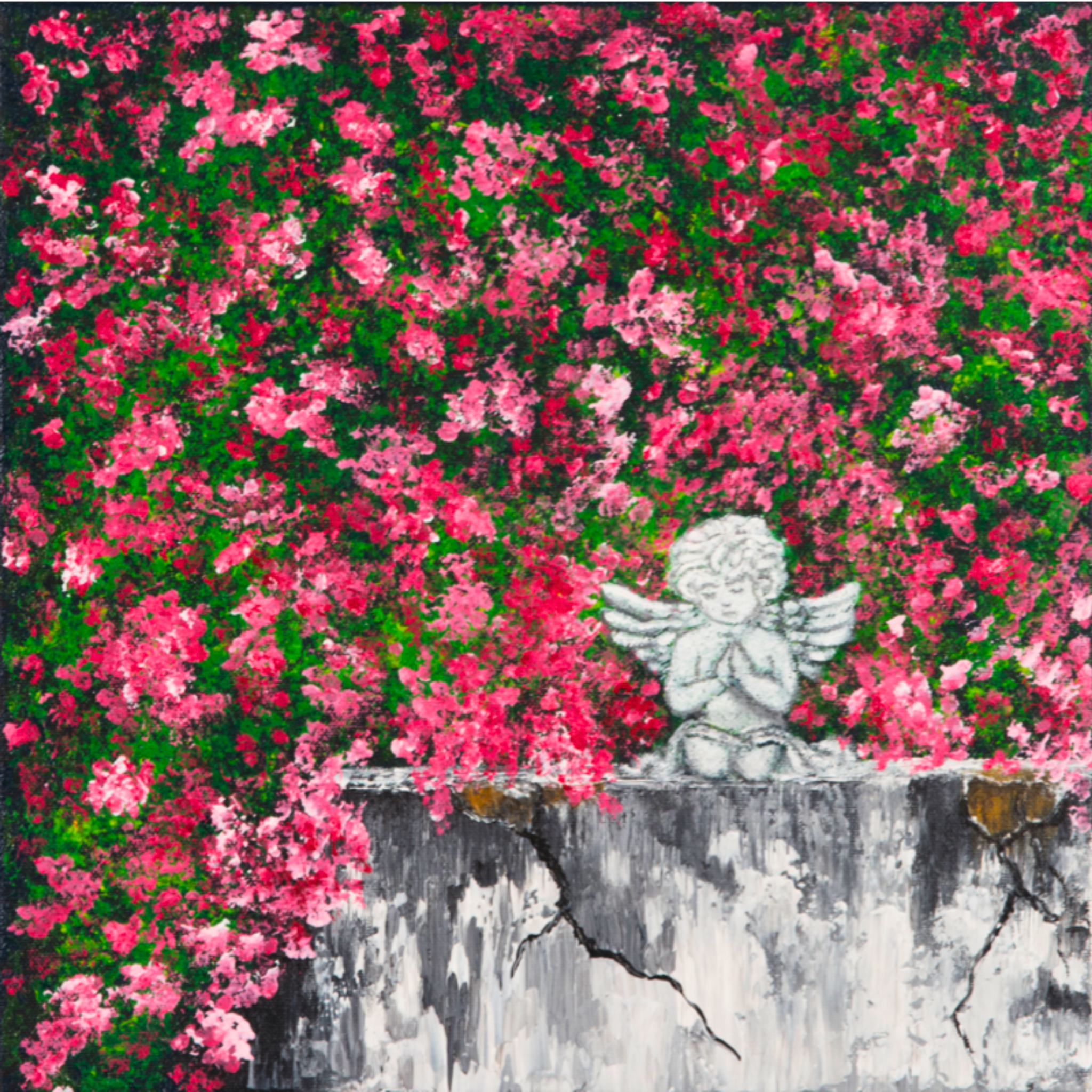 Angel in Bloom Canvas Print – A3 Acrylic Painting Wall Art