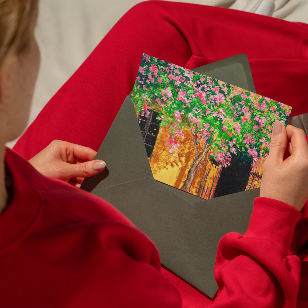 Summer Blossoms Landscape Card – Acrylic Painting Design