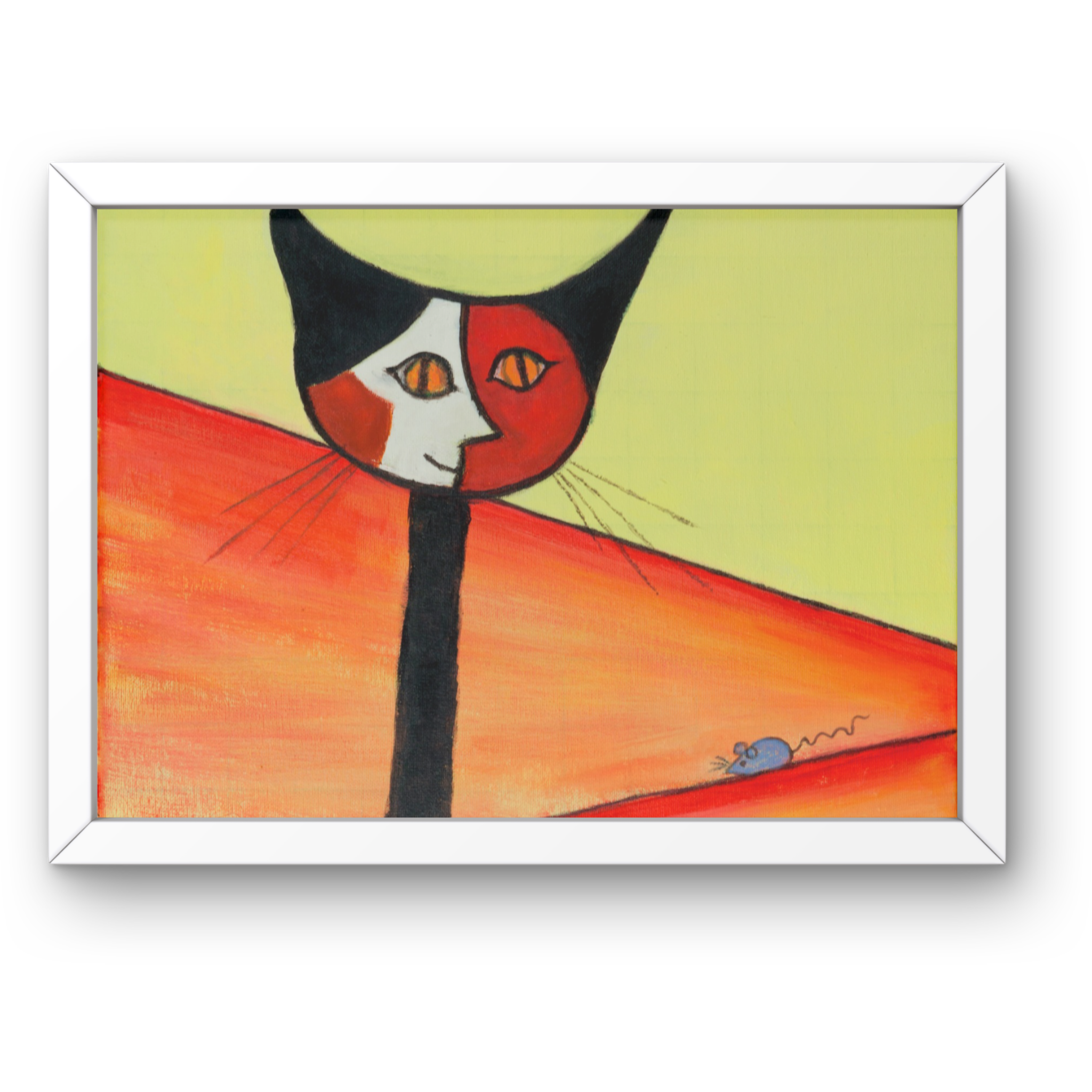 Picasso-Inspired Cat & Mouse Canvas Print – A3 Bold Abstract Wall Art