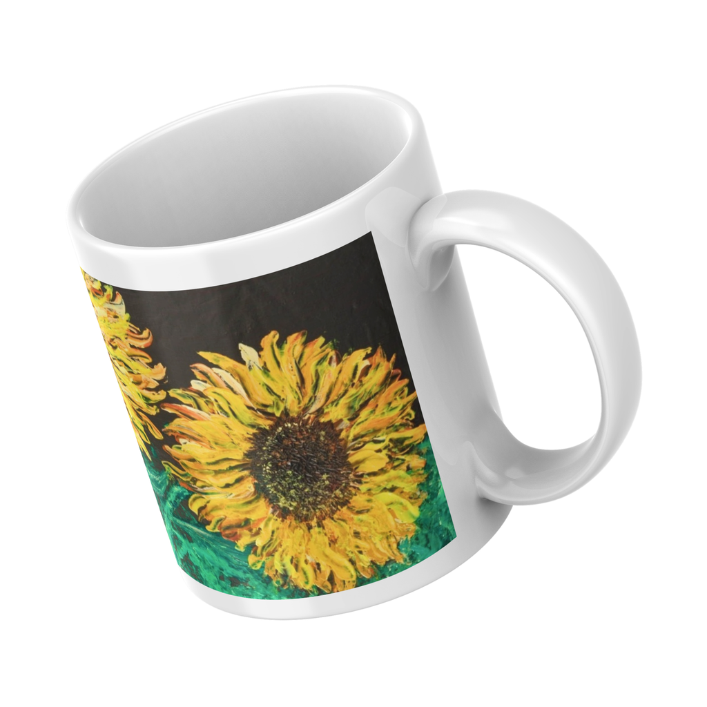 Sunflowers in the Dark Mug – Bold Floral Ceramic Coffee Mug