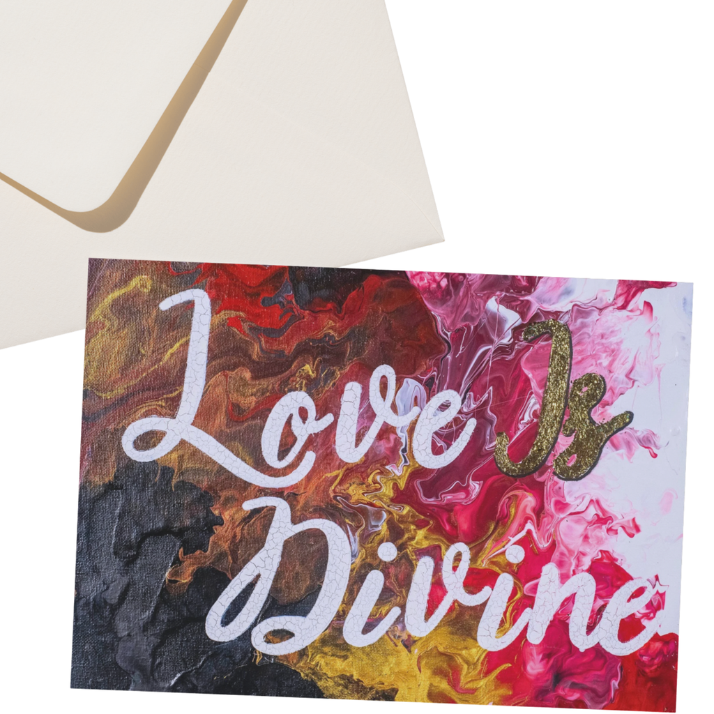 Love Is Divine – Blank Greeting Card with Craft Envelope & Expressive Abstract Artwork