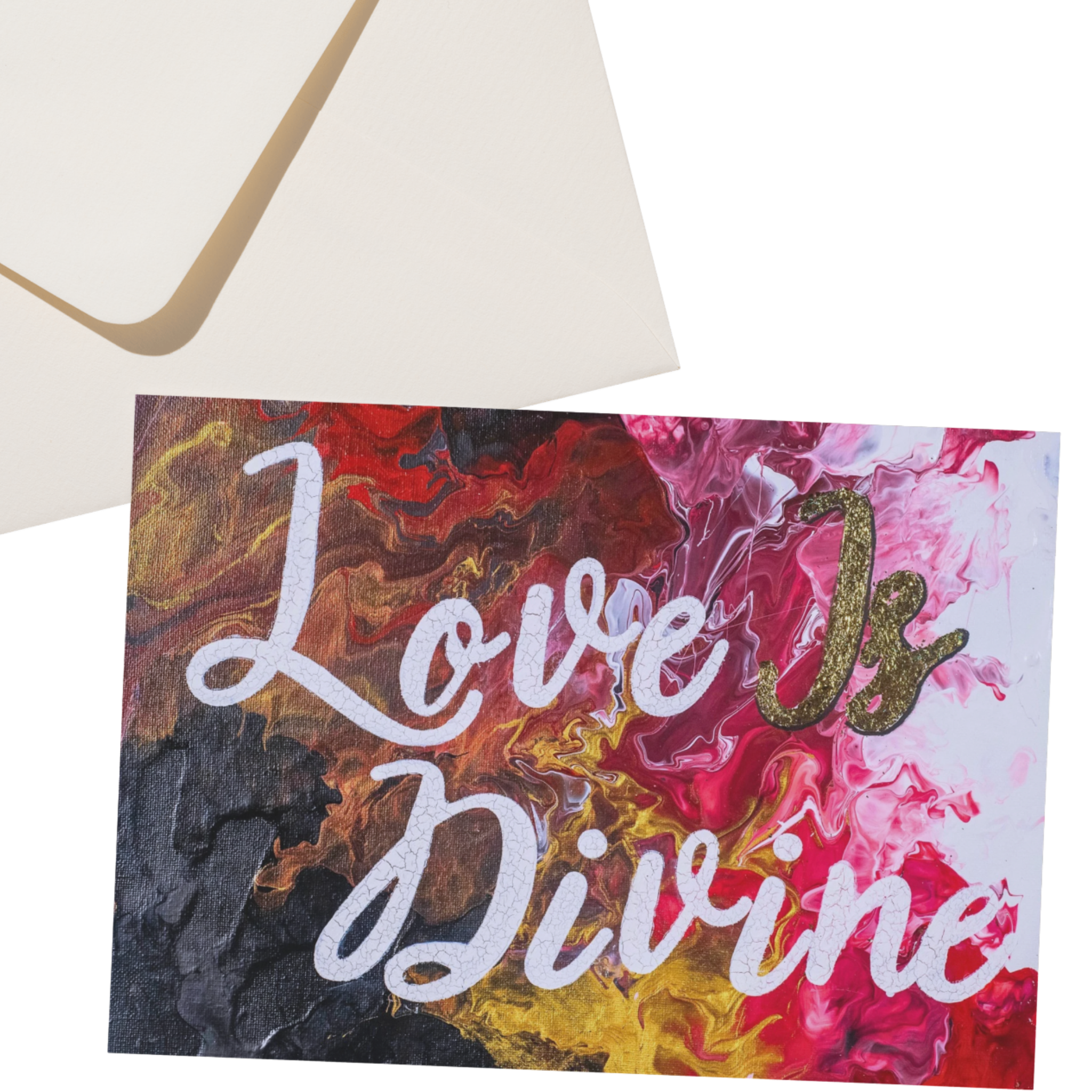 Love Is Divine – Blank Greeting Card with Craft Envelope & Expressive Abstract Artwork