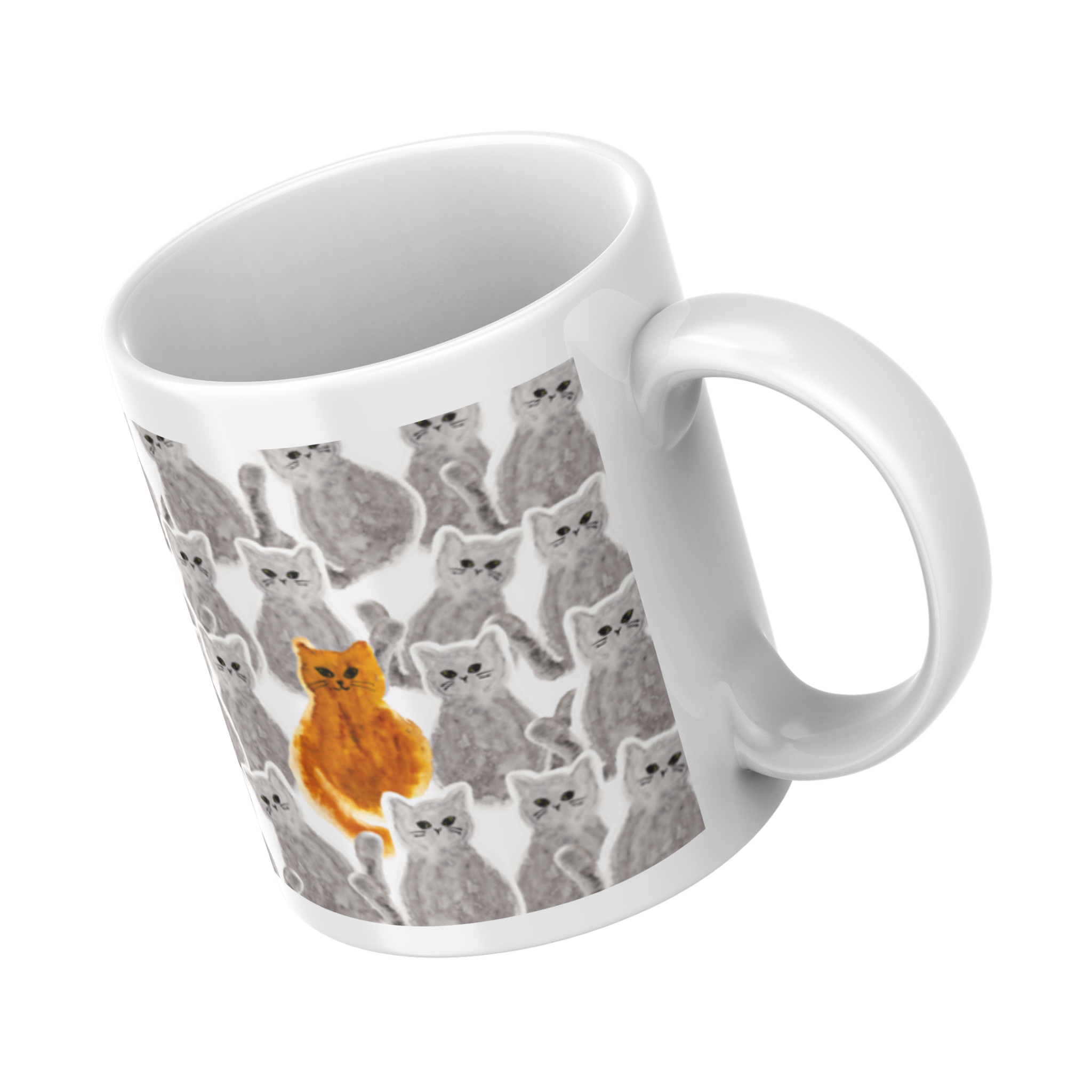 Orange Cat Among Gray Cats Mug – Stand Out Boldly Ceramic Coffee Mug