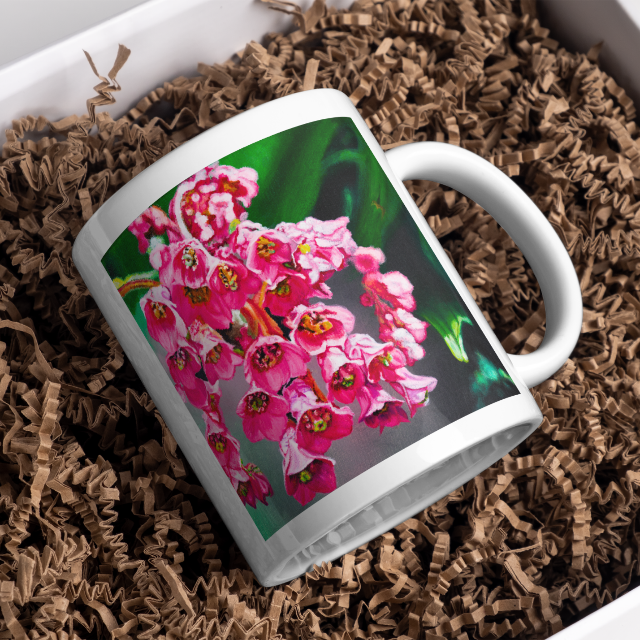 Pink Frankincense Flowers Mug – Delicate Floral Ceramic Coffee Mug