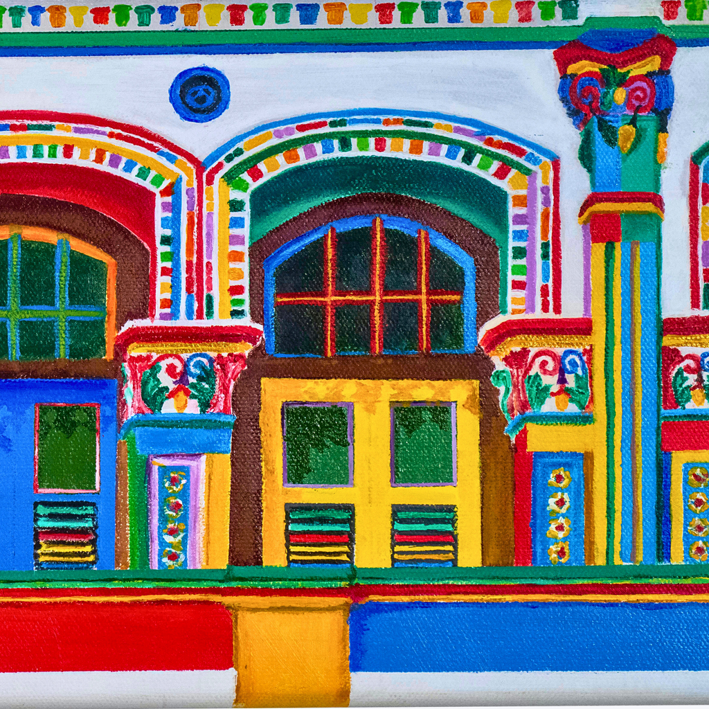 Pre-War Heritage Row Houses Canvas Print – A3 Colorful Architecture Wall Art