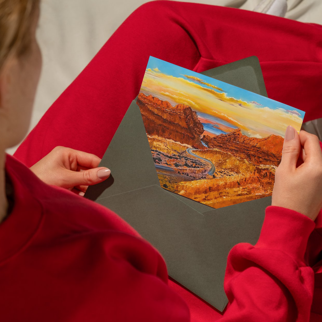 Sunset Canyon Landscape Card – Acrylic Painting Design
