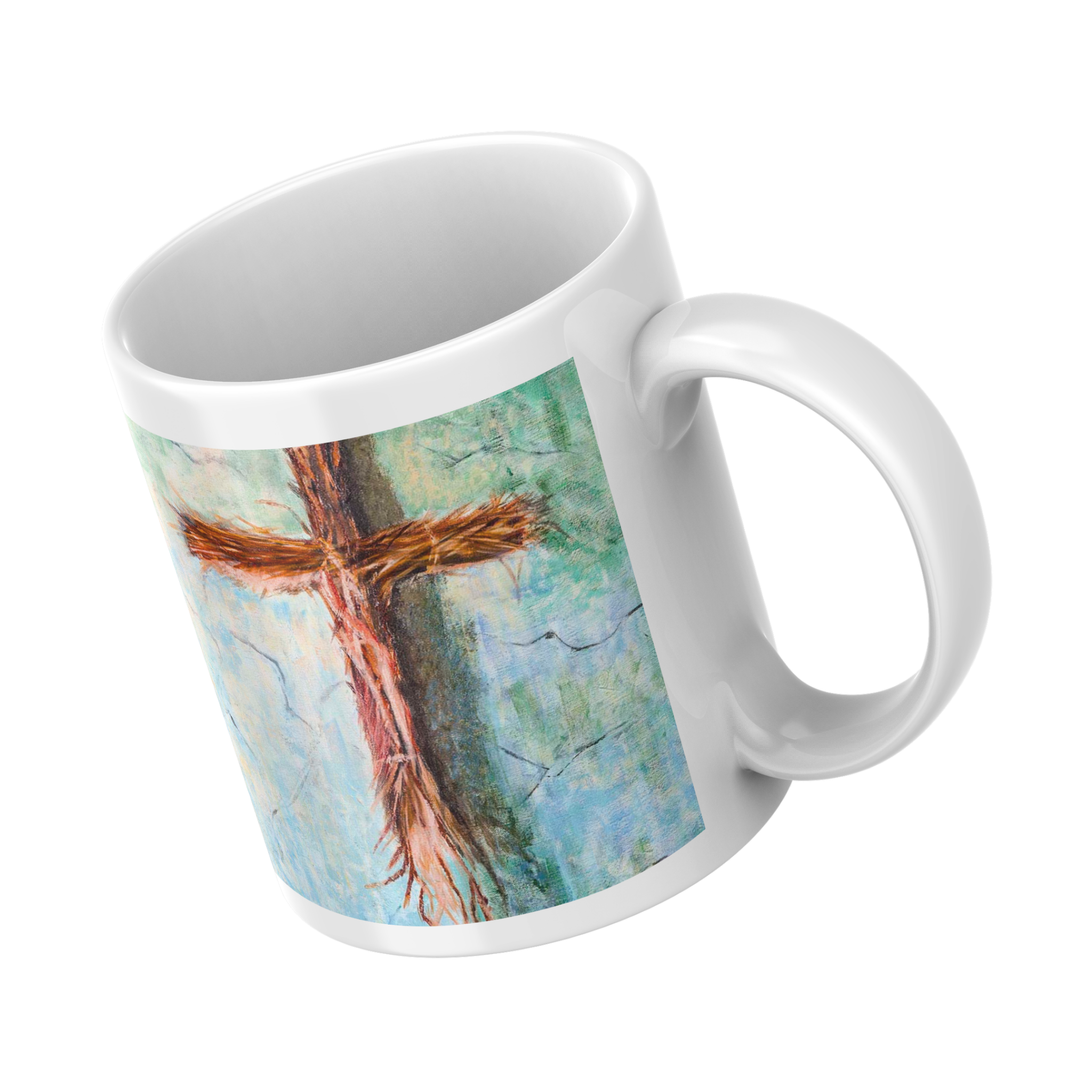 Rooted Cross Mug – Psalms 91 Faith Ceramic Coffee Mug