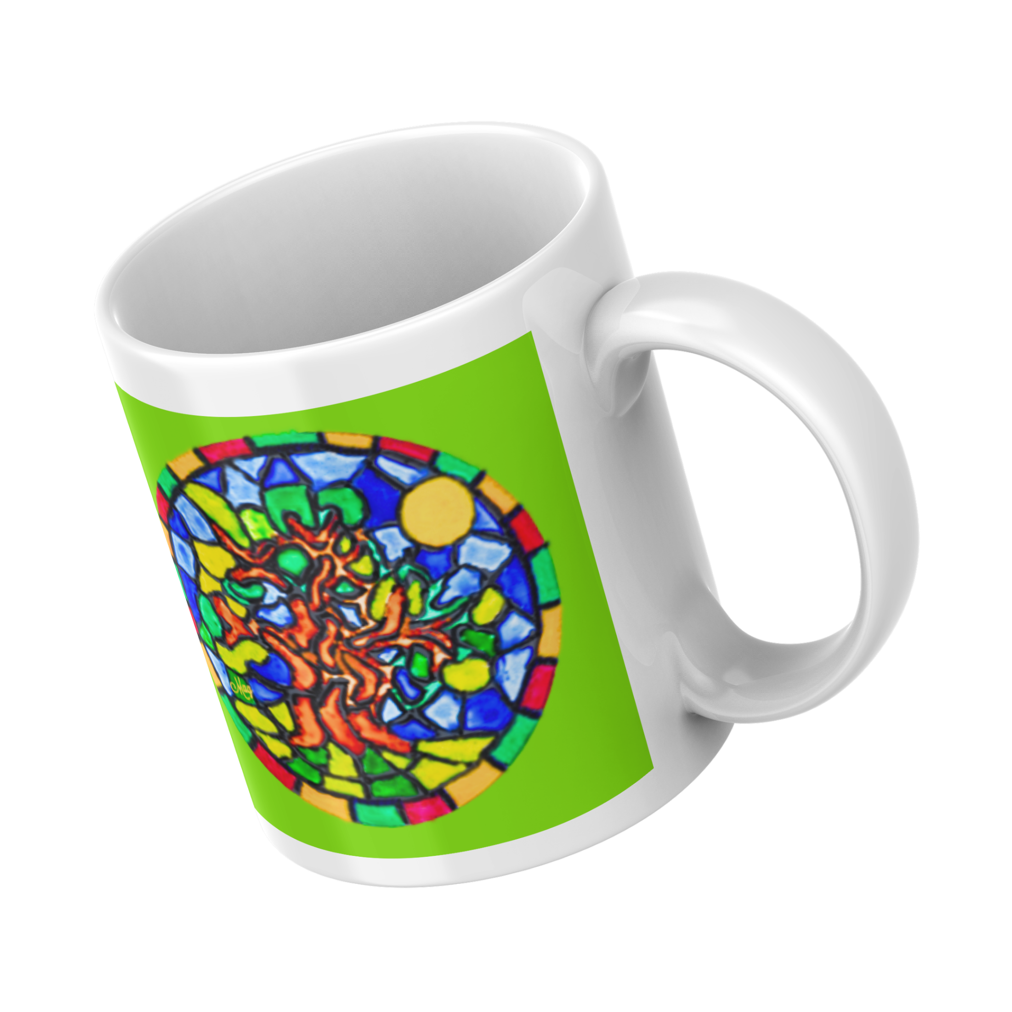 Stained Glass Tree of Life Mug – Vibrant Mosaic Ceramic Coffee Mug