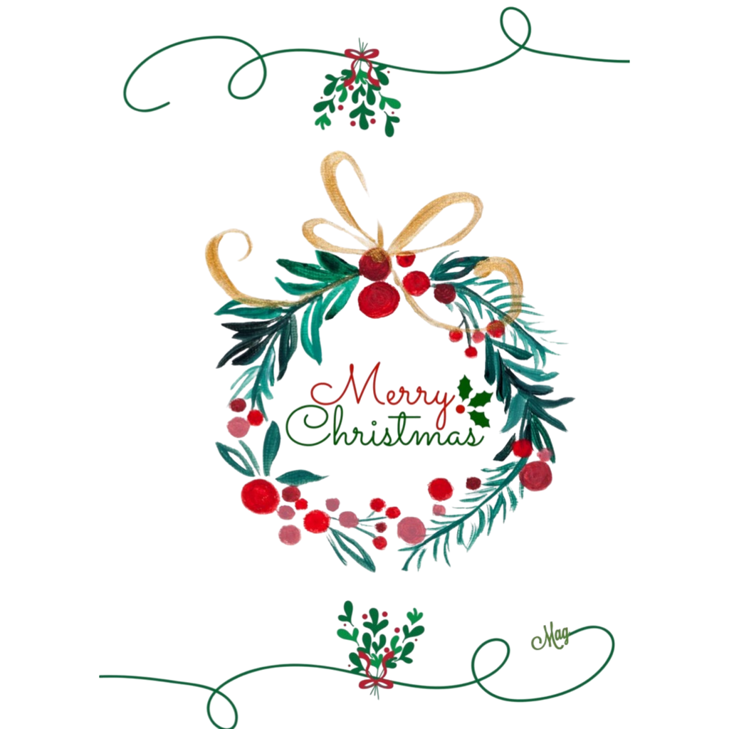 Christmas Wreath & Golden Bow Mug – Elegant Christmas Ceramic Coffee Mug