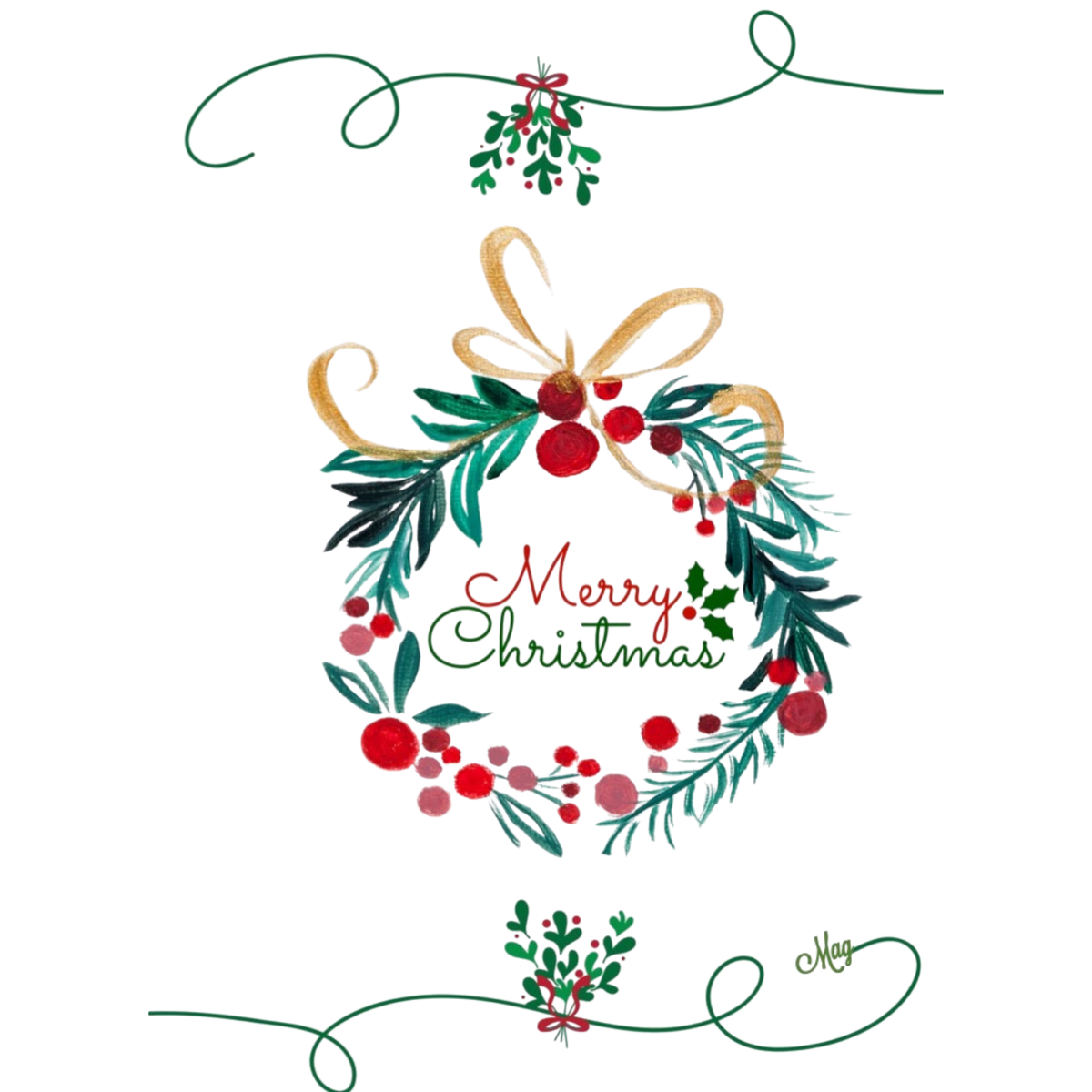 Christmas Wreath & Golden Bow Mug – Elegant Christmas Ceramic Coffee Mug
