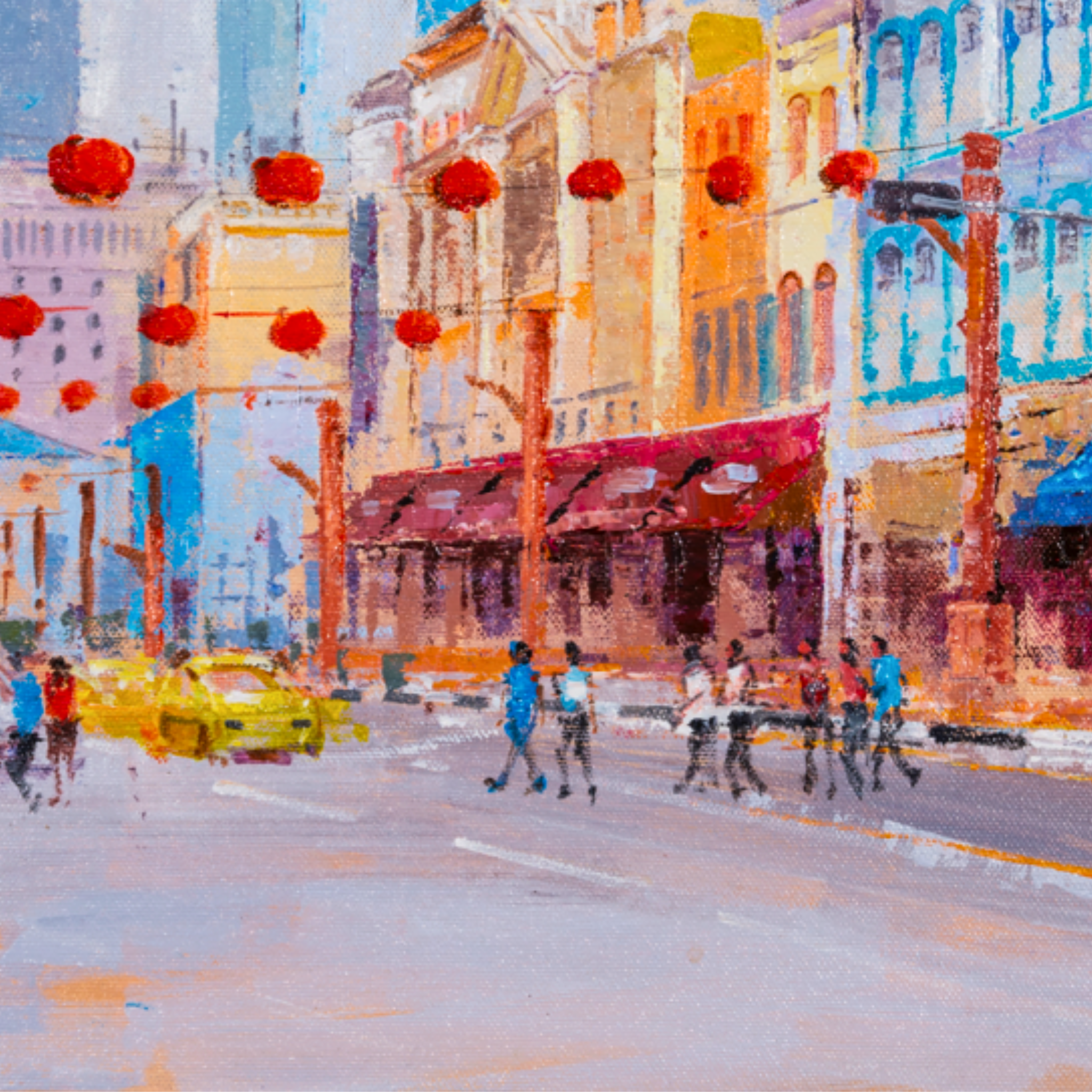 Singapore Chinatown Street Scene Canvas Print – A3 Cultural Landscape Wall Art