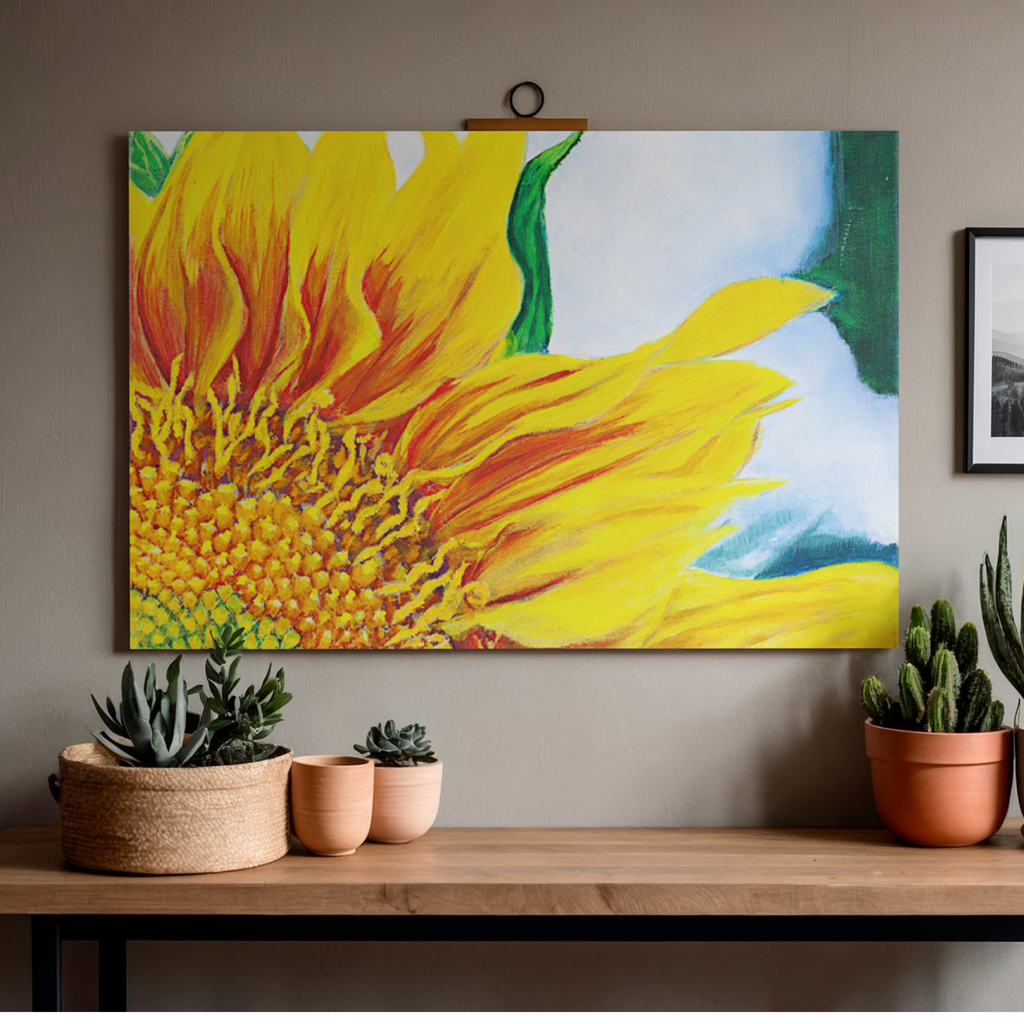 Radiant Sunflower Canvas Print – A3 Vibrant Yellow Floral Wall Art