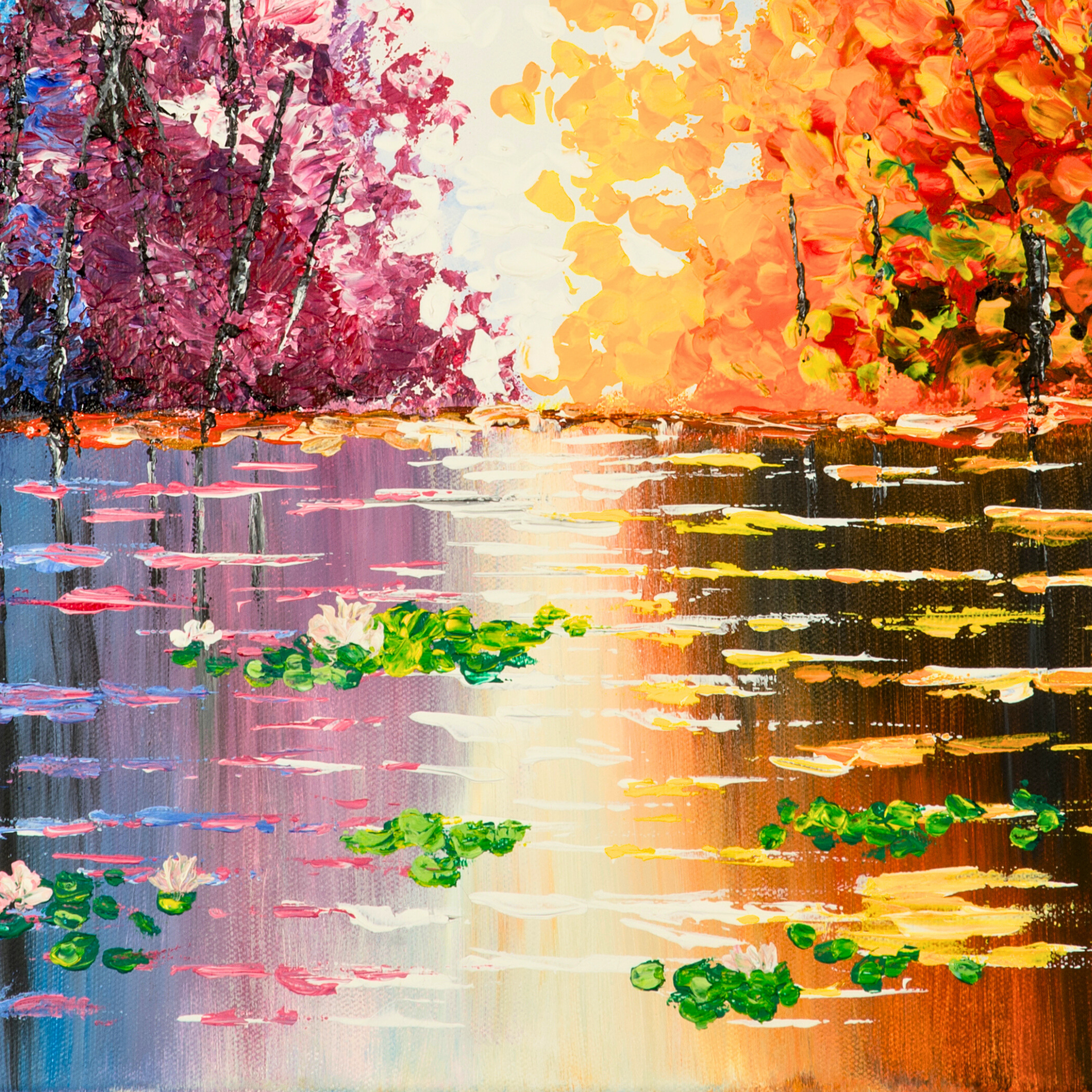 Seasons Reflections Canvas Print – A3 Vibrant Tree Landscape Wall Art