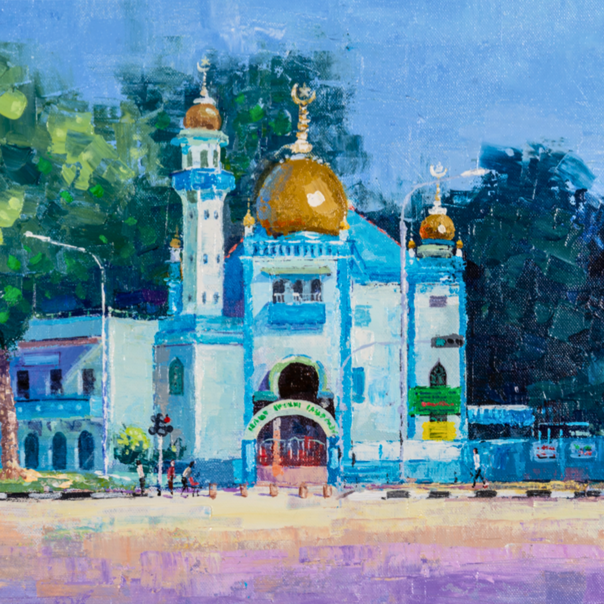 Malabar Mosque Singapore Canvas Print – A3 Cultural Landmark Wall Art