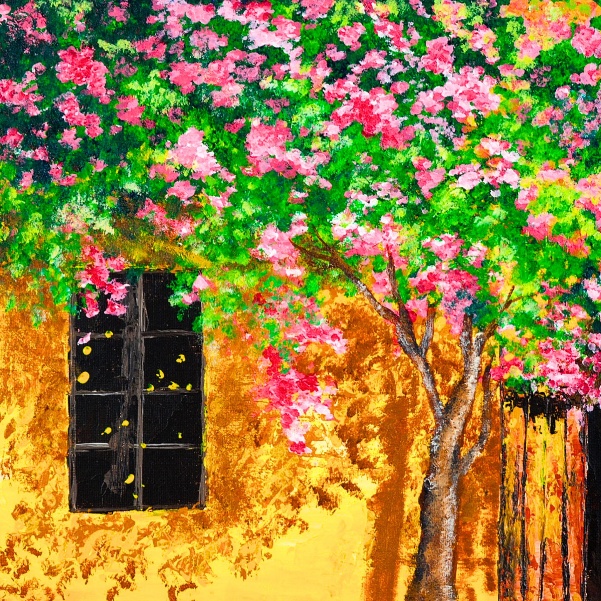 Summer Blossoms Canvas Print – A3 Cheerful Landscape Wall Art