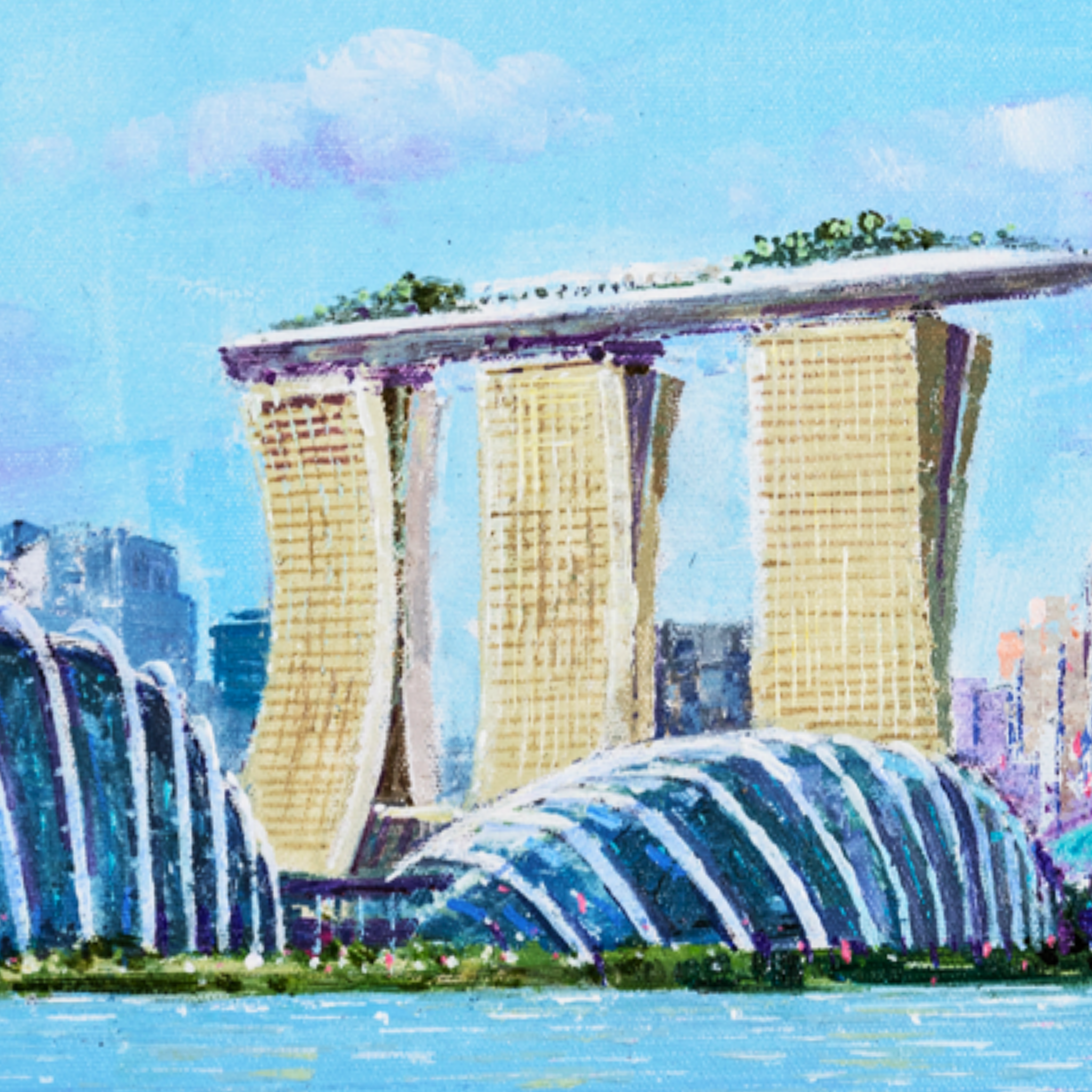 Marina Bay Sands & Gardens Canvas Print – A3 Singapore Landmark Wall Art