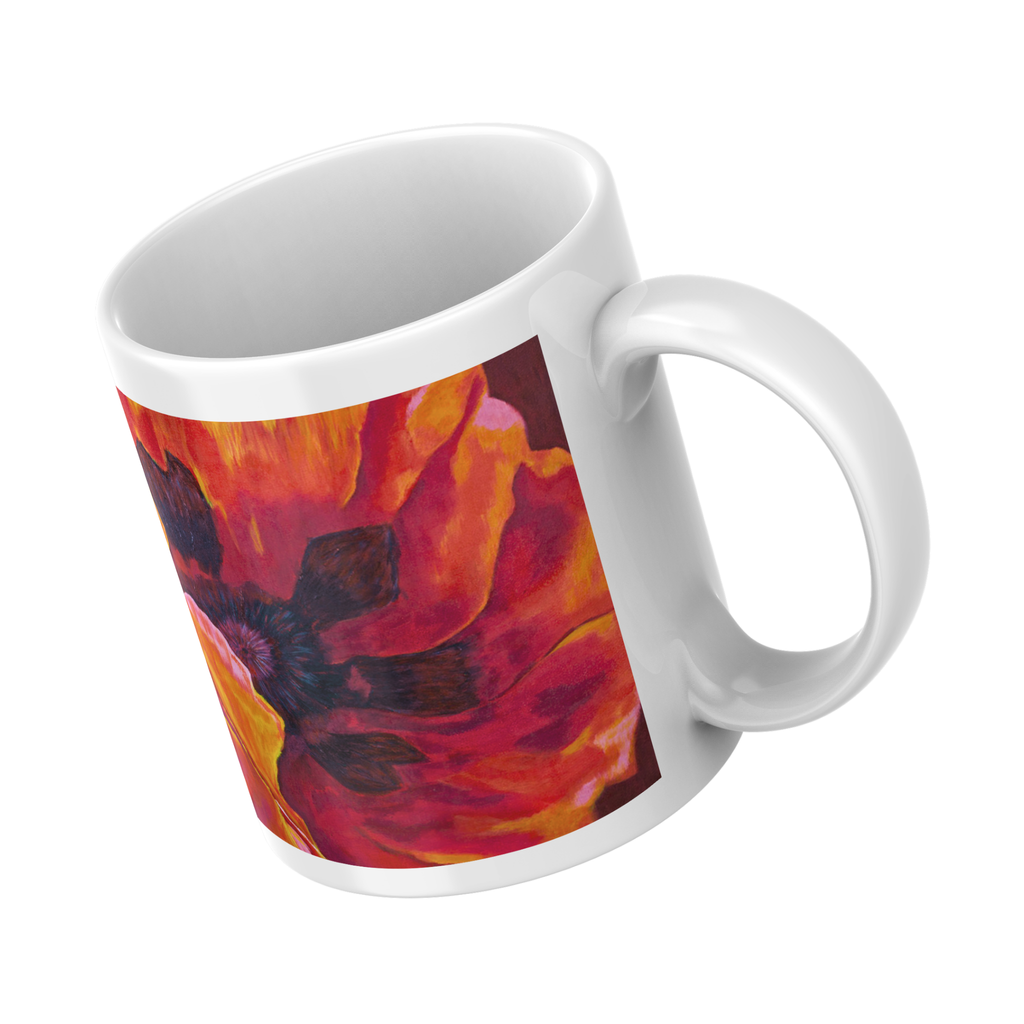 Fiery Poppy Mug – Bold Floral Ceramic Coffee Mug